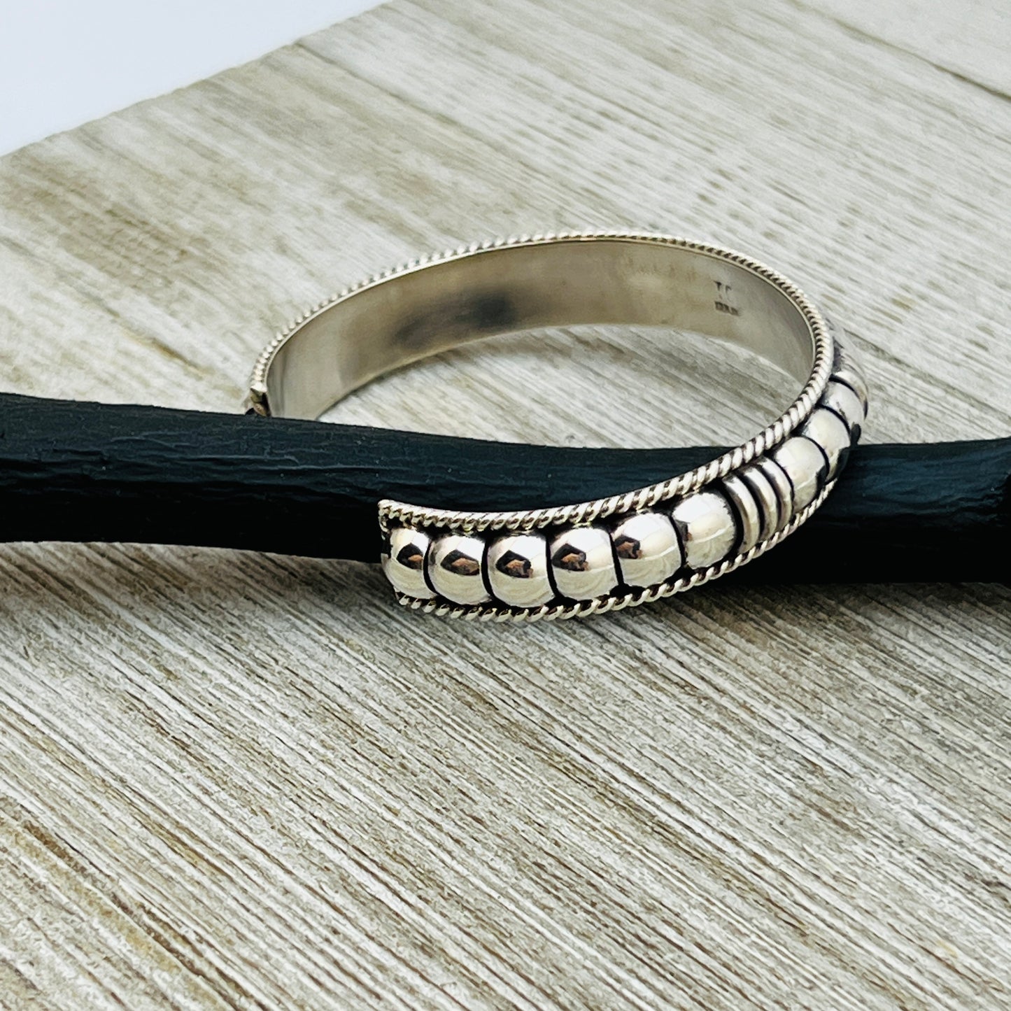 6 1/2" All Silver modern Narrow Cuff Bracelet Thomas Charley Sterling Stacking BR32