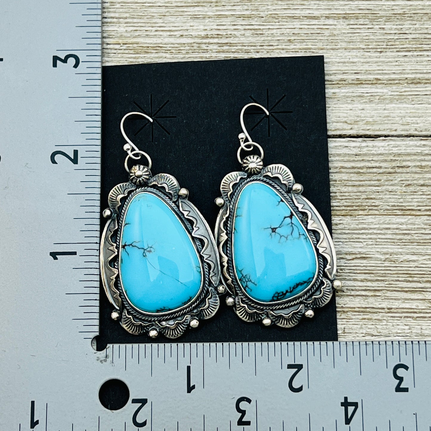 Blue Egyptian turquoise Earrings Jackson Hoskie signed Sterling silver ER5