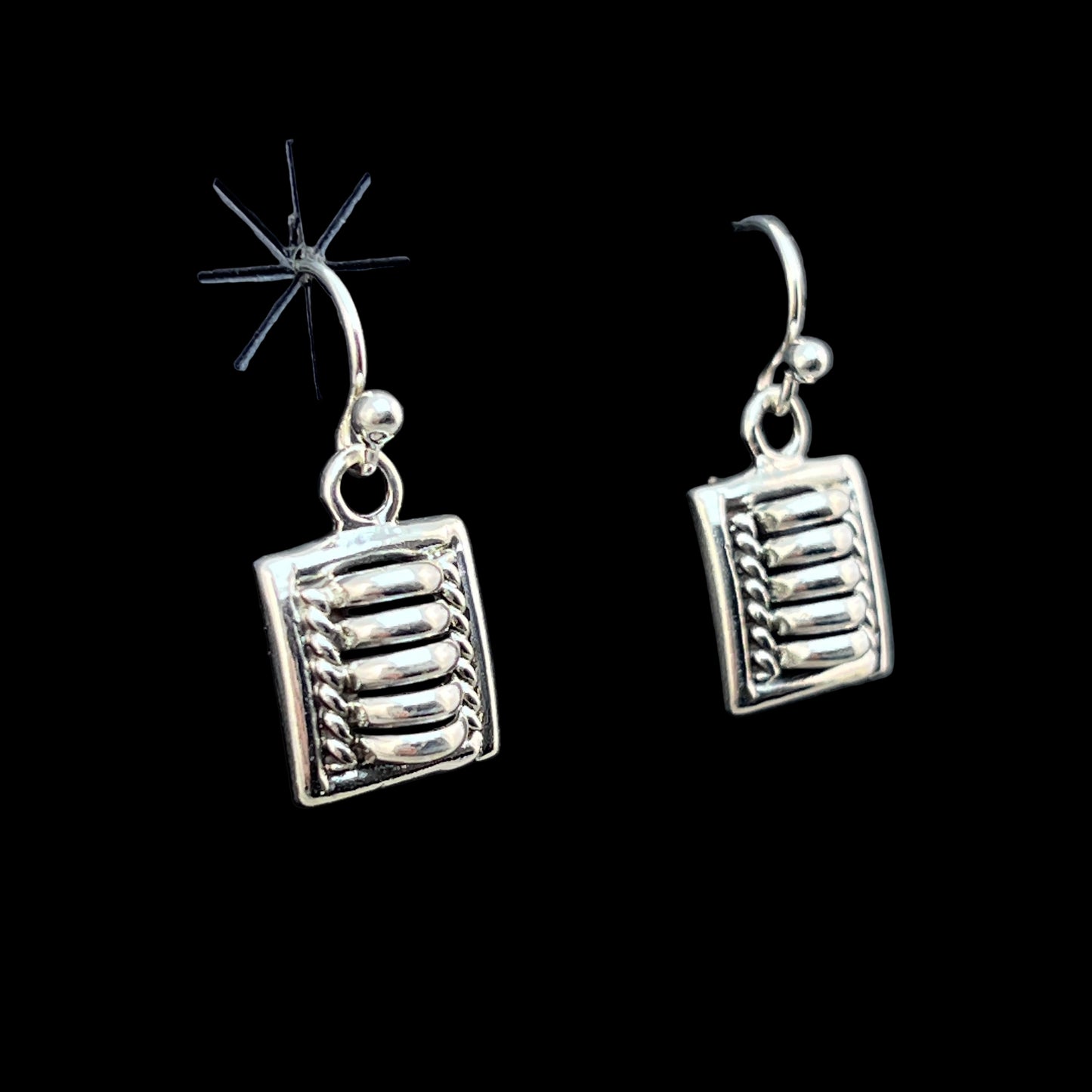 Modern Small Square dangle Earrings Handmade by Navajo artist Thomas Tom Charley 638