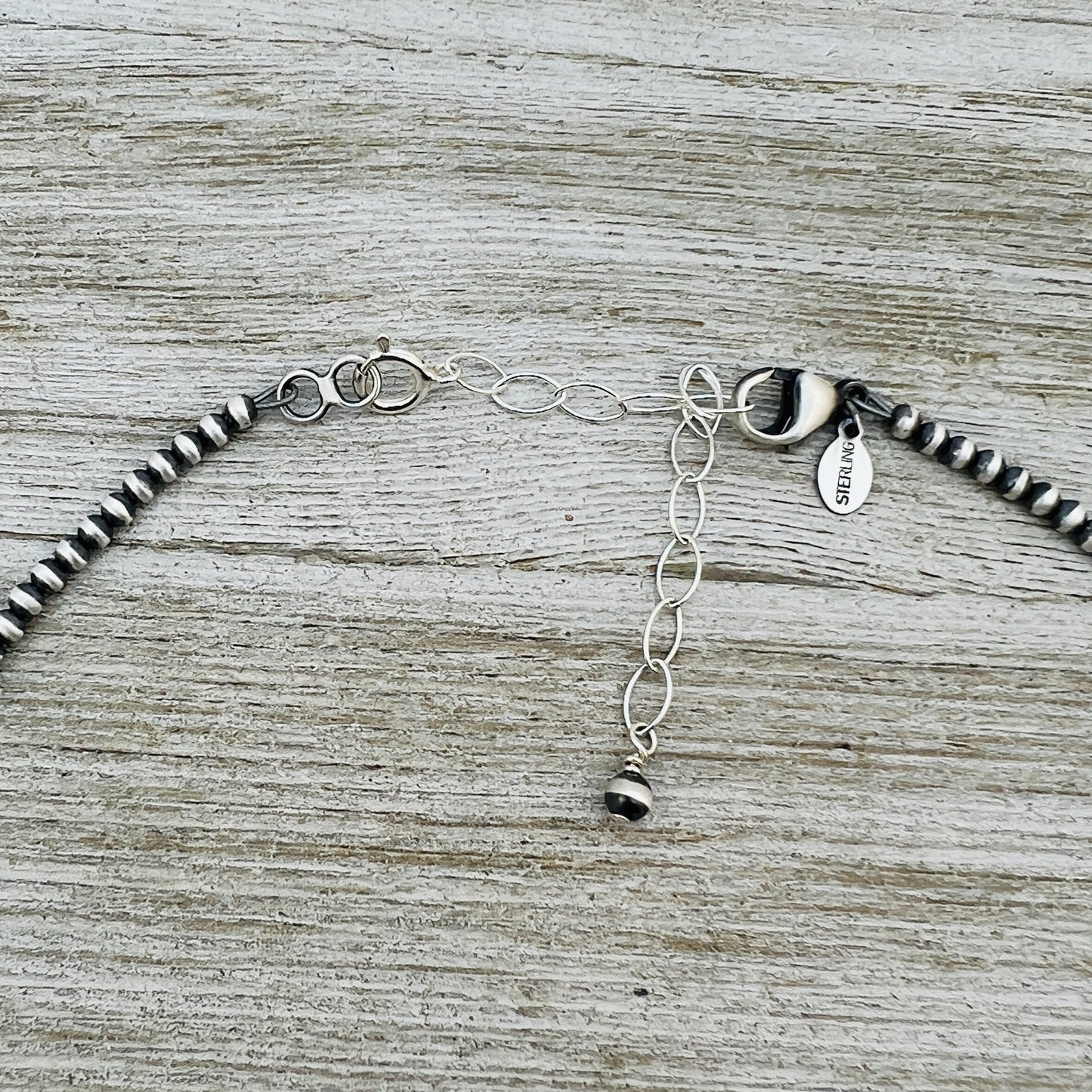 13" 14" 15" 16" 17" adjustable choker, Real Sterling Silver, oxidized, 3mm - 8mm Bead Necklace, Western Pearl