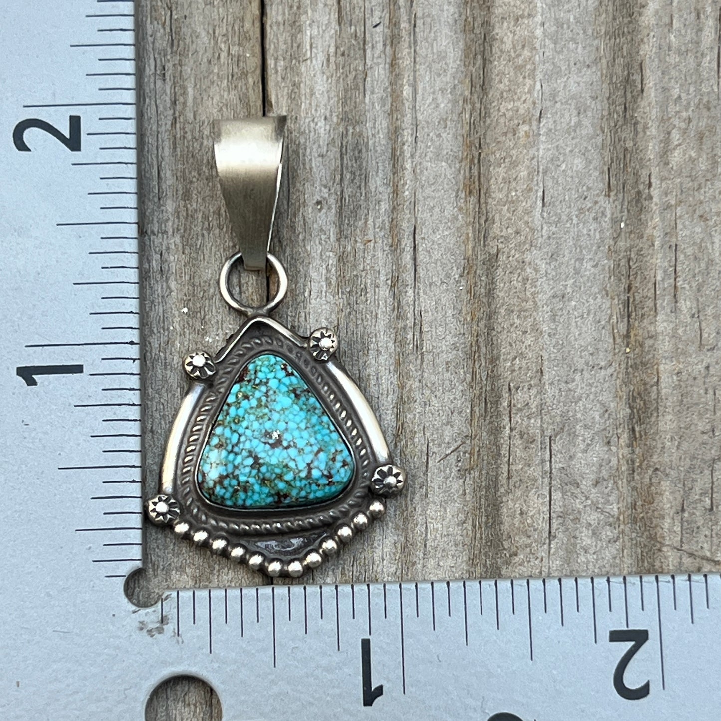 High Grade  Kingman Spiderweb Turquoise pendant sterling silver Leslie Nez Navajo 798