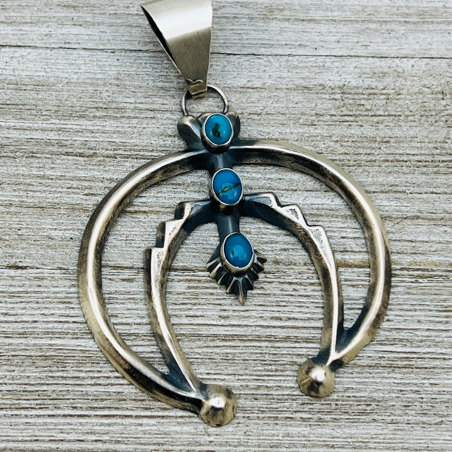 Sterling silver turquoise old style naja pendant Eugene Gruber