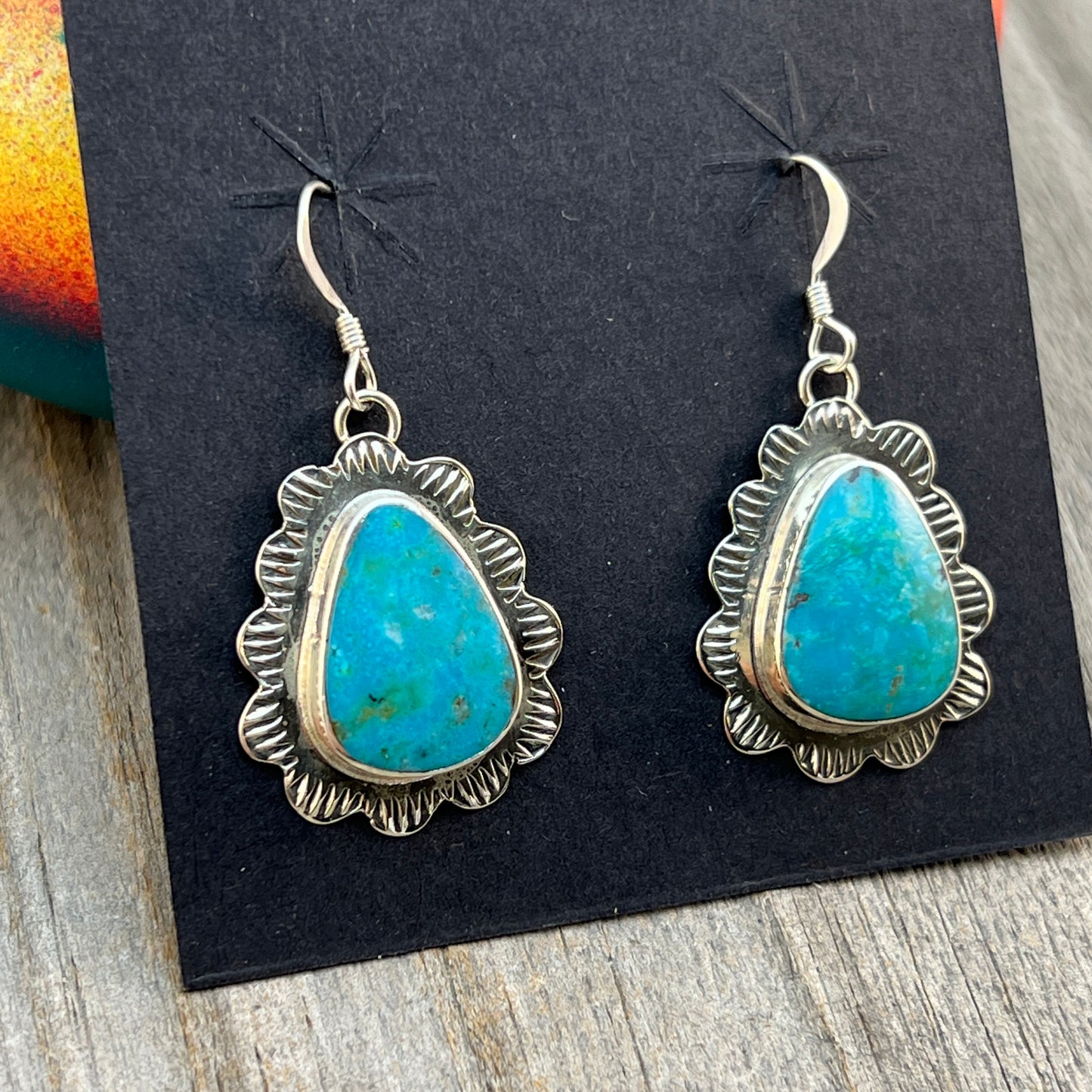 Sterling silver Teardrop Turquoise Earrings Annette Martinez Sterling Silver 845