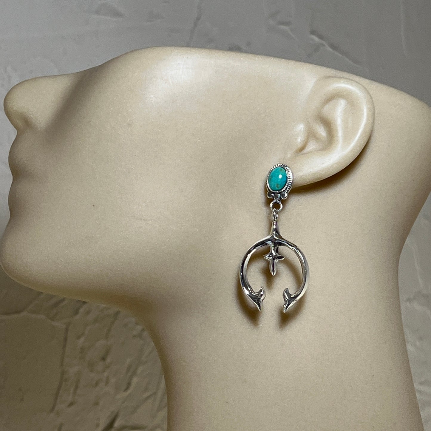 Turquoise naja earrings sterling silver Navajo Sharon McCarthy 1