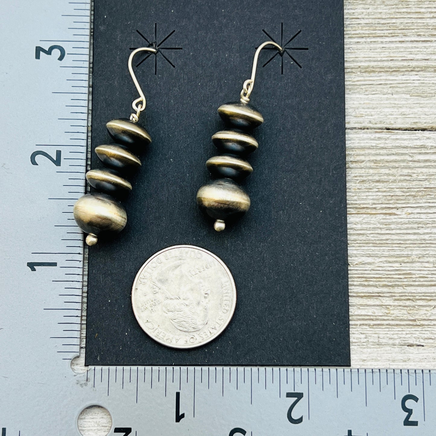 Handmade Sterling silver Navajo Bead Earrings Amanda Larry ER59