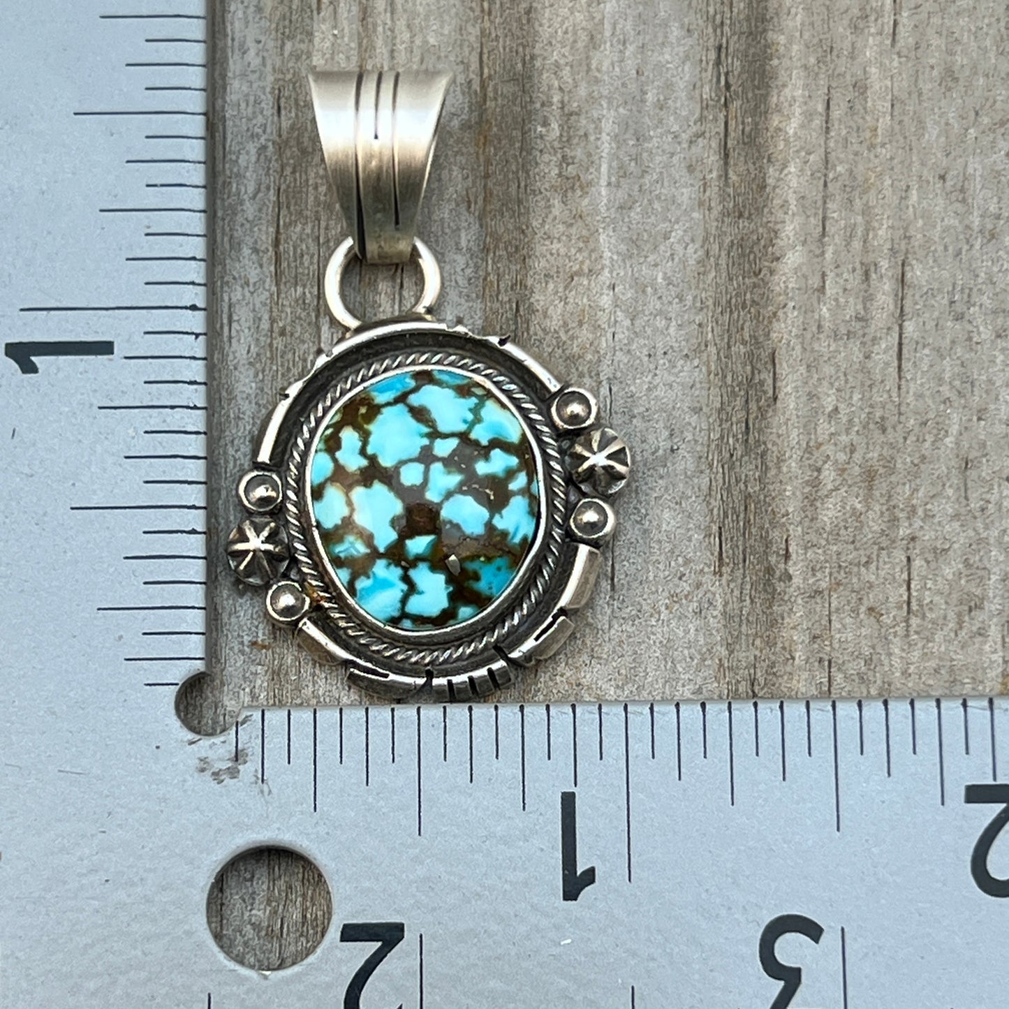 Kingman Turquoise pendant sterling silver Marita Benally Navajo 757