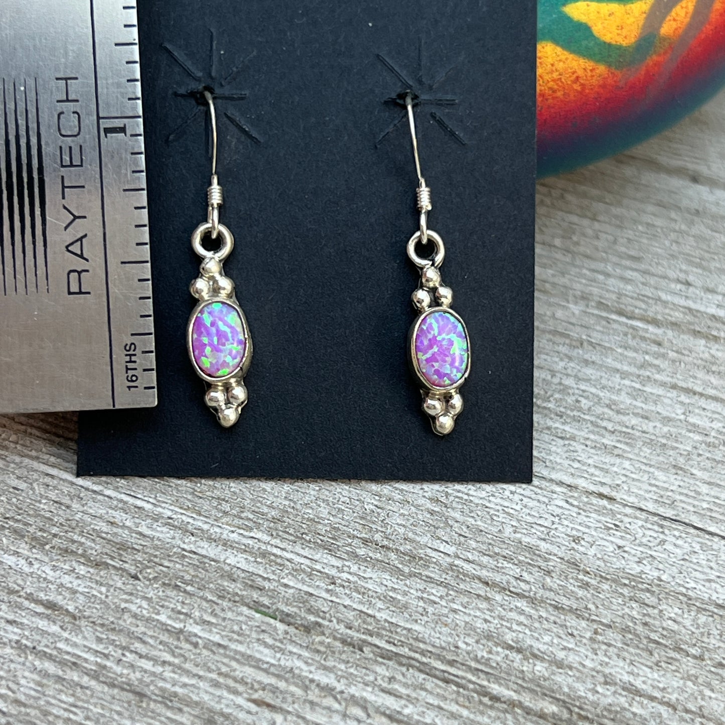 Dainty pink Opal Dangle earrings, small handmade Sterling Silver