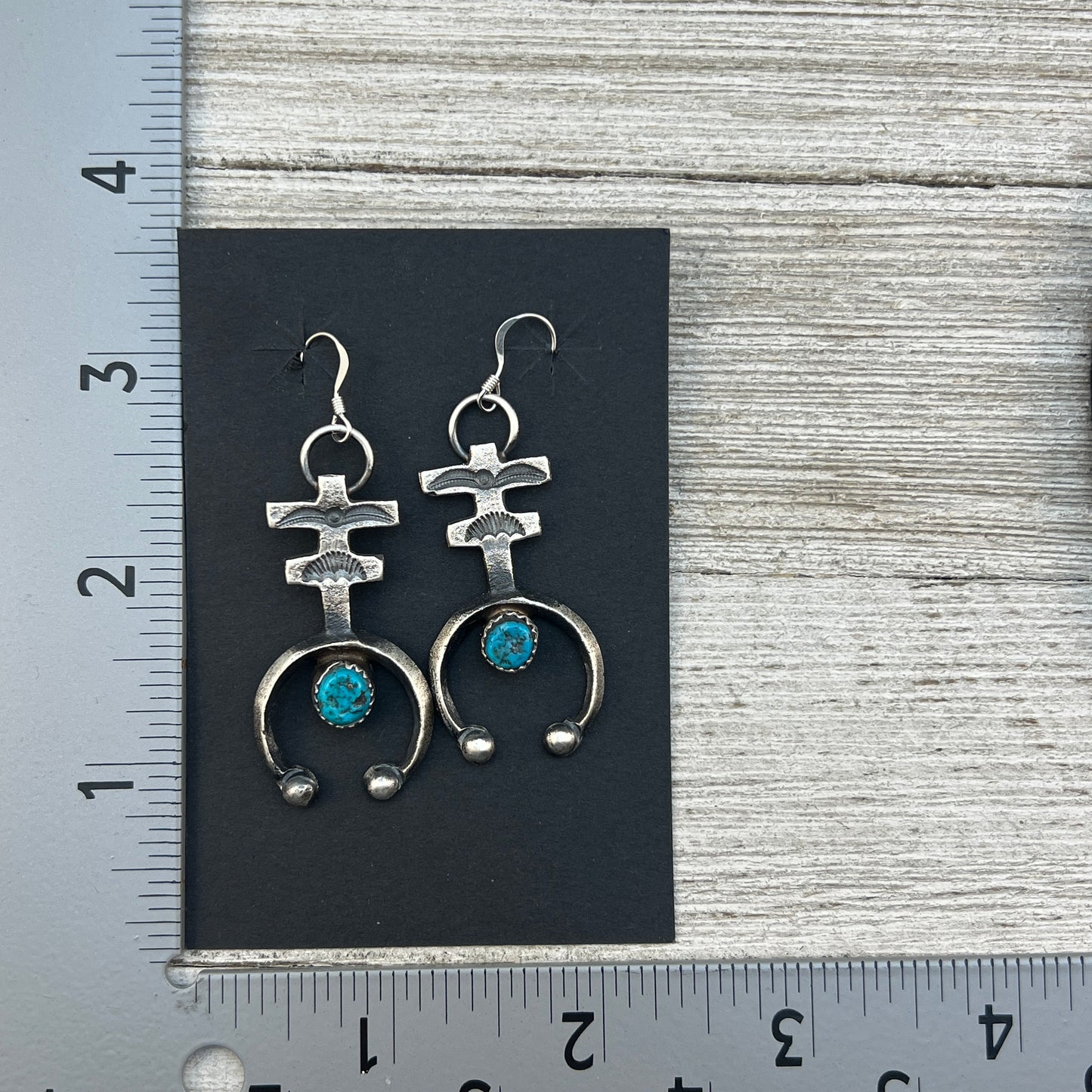 Tufa cast Naja earrings, sterling silver turquoise Navajo Eva & Linberg Billah 3