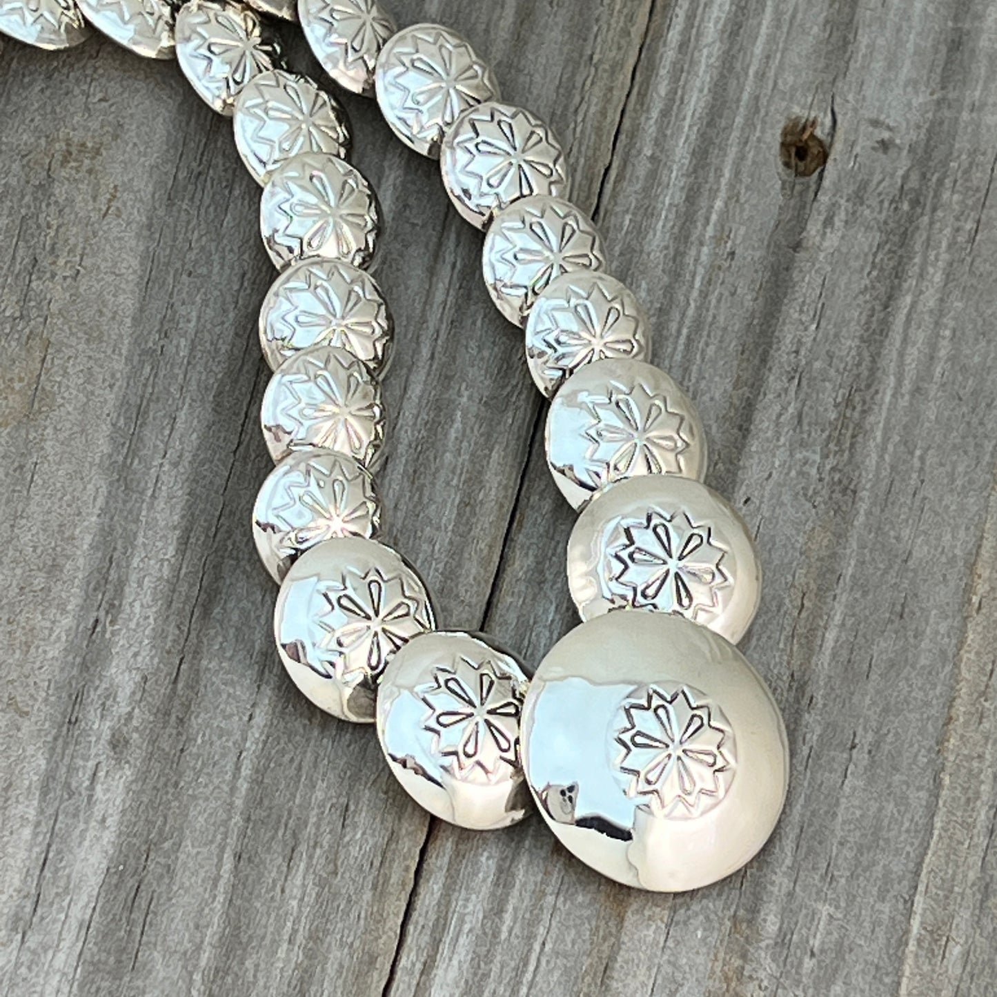 23" pillow Bead necklace earrings set sterling silver Tim Thompson Navajo 730