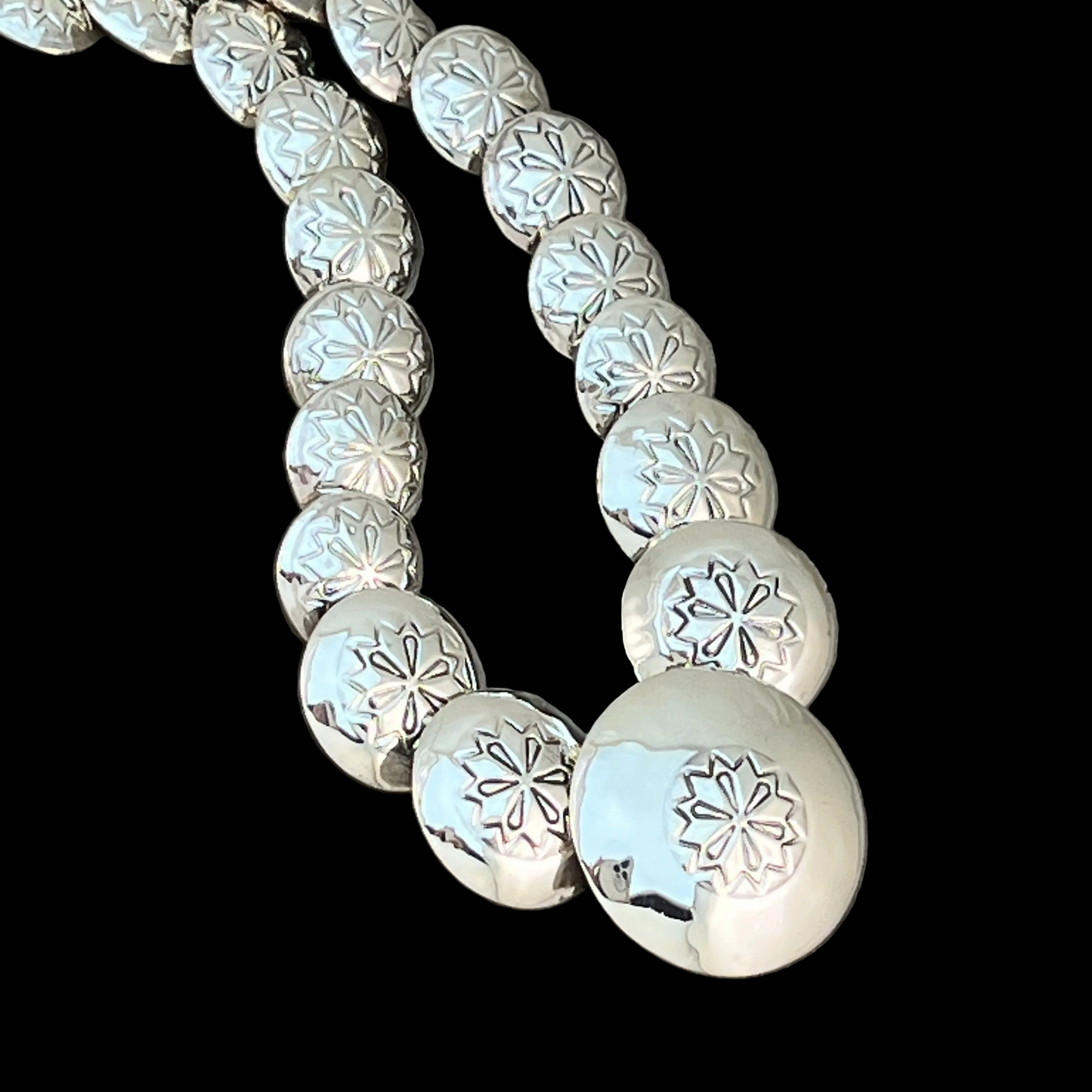 23" pillow Bead necklace earrings set sterling silver Tim Thompson Navajo 730