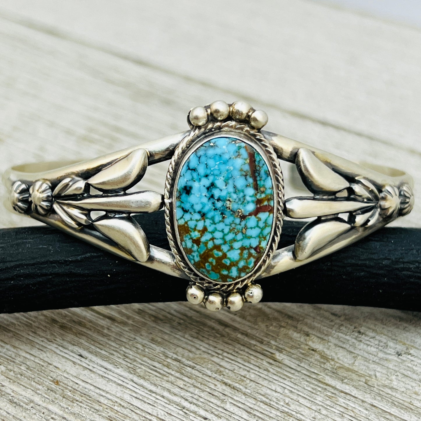6 1/4" Kingman Turquoise cuff bracelet sterling silver Bobby Platero BR18