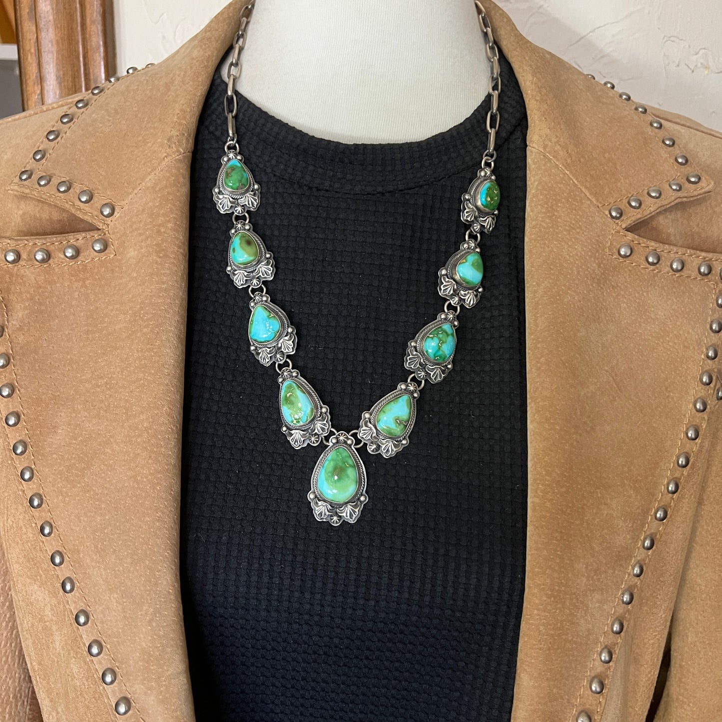 High quality Sonoran Polychrome Turquoise 24" necklace earrings set Randy Boyd 701
