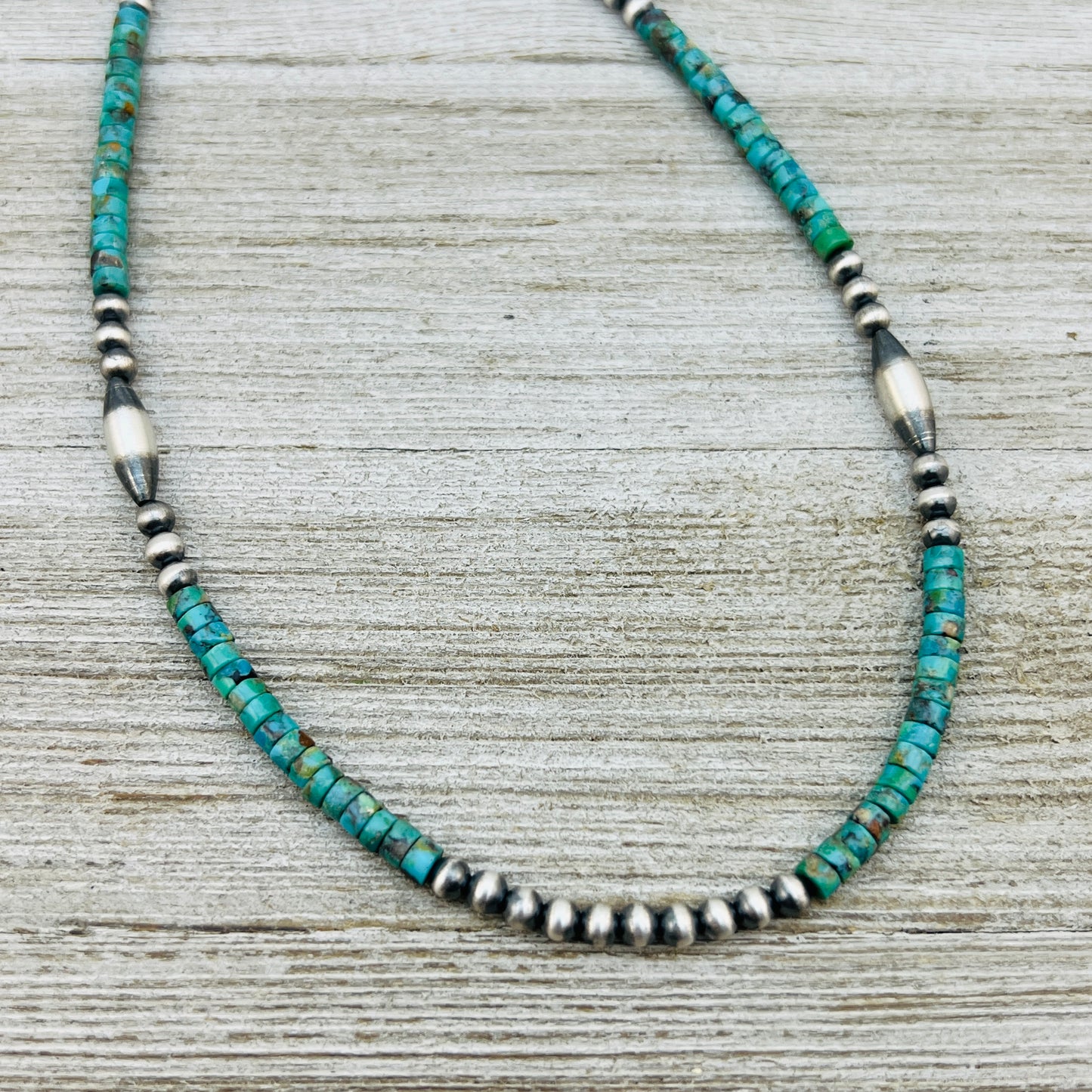 13" 14" 15" 16" 17" adjustable choker, Real Sterling Silver, oxidized, Turquoise Bead Necklace, Western Boho Pearl