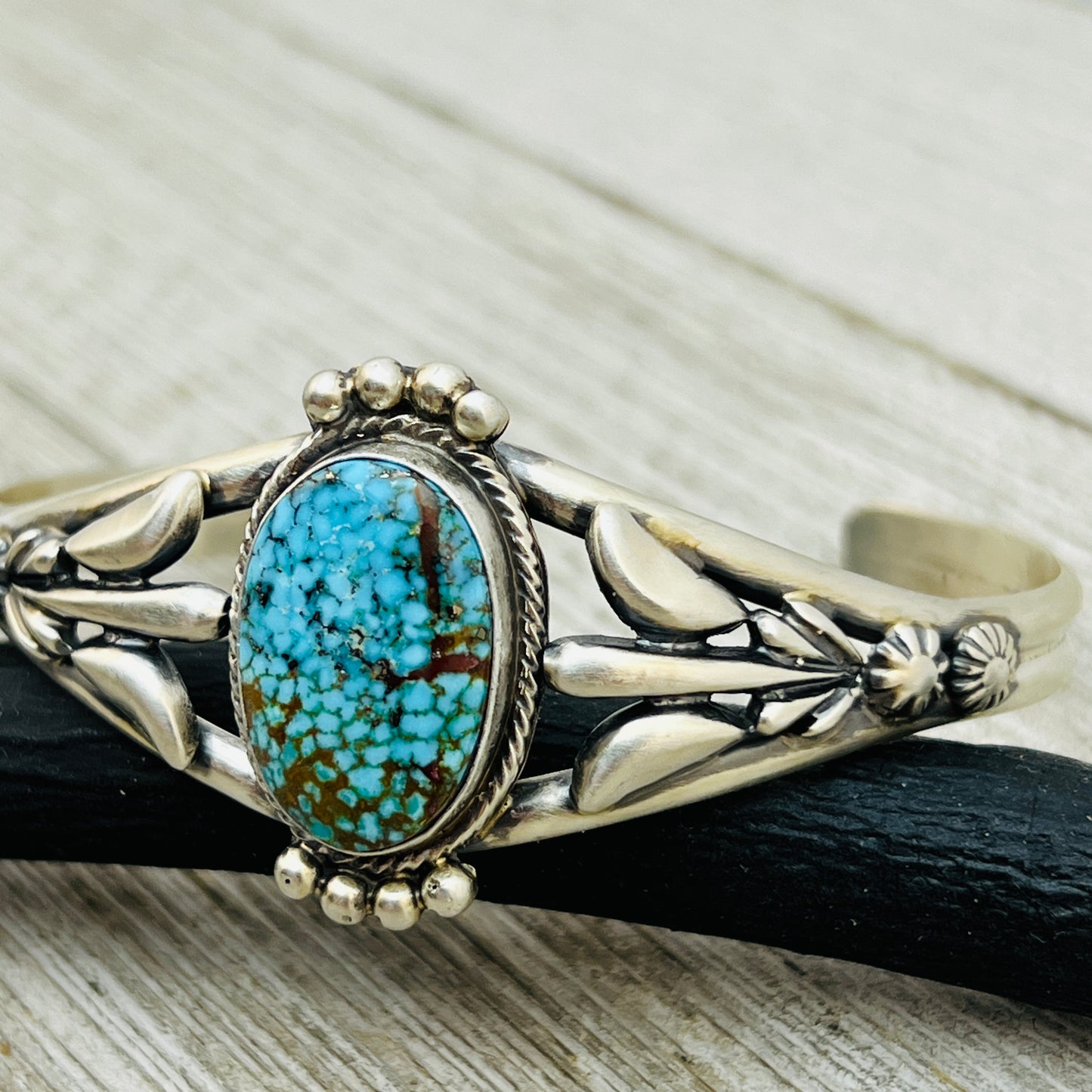 6 1/4" Kingman Turquoise cuff bracelet sterling silver Bobby Platero BR18