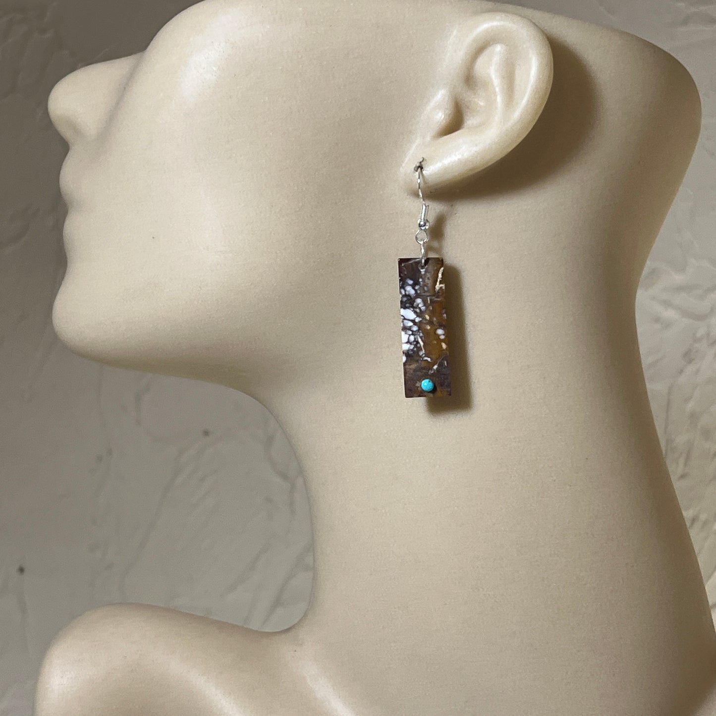 Wild Horse Slab Earrings Turquoise Zuni handmade Jesus Espino 677