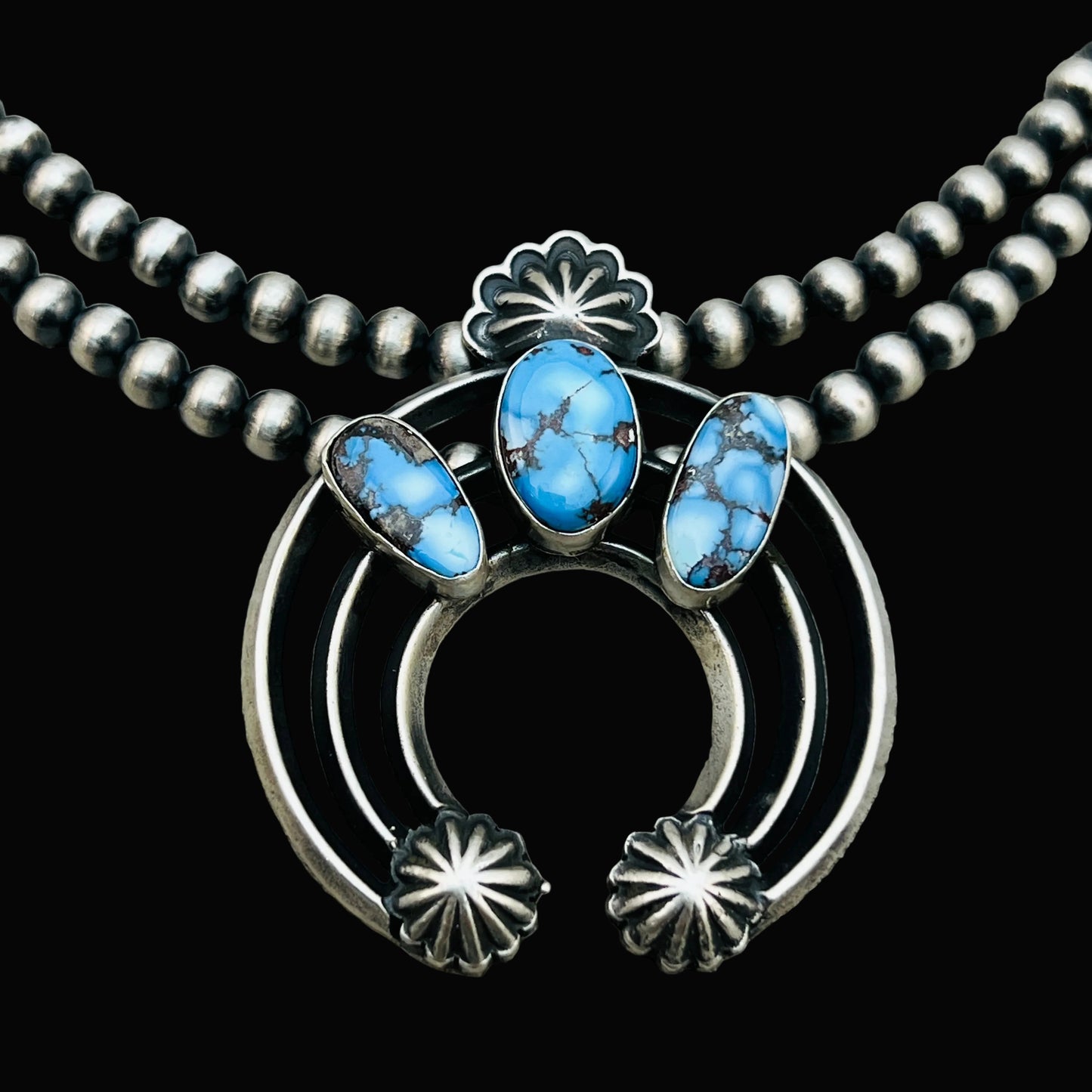 17 1/2" Golden Hills Turquoise Naja necklace sterling silver Navajo Davey Morgan NK2