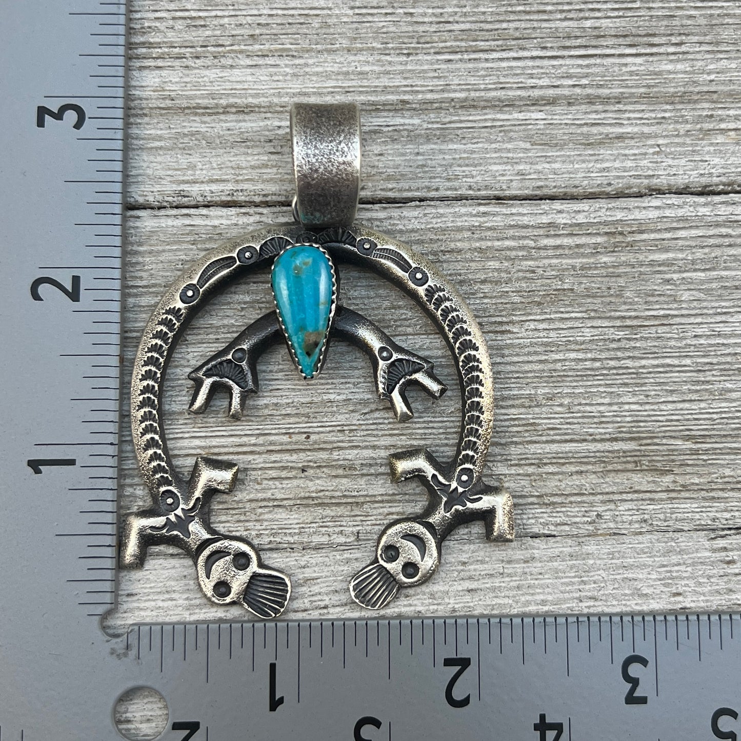 Tufa Cast Naja pendant sterling silver turquoise Navajo Eva and Linberg Billah