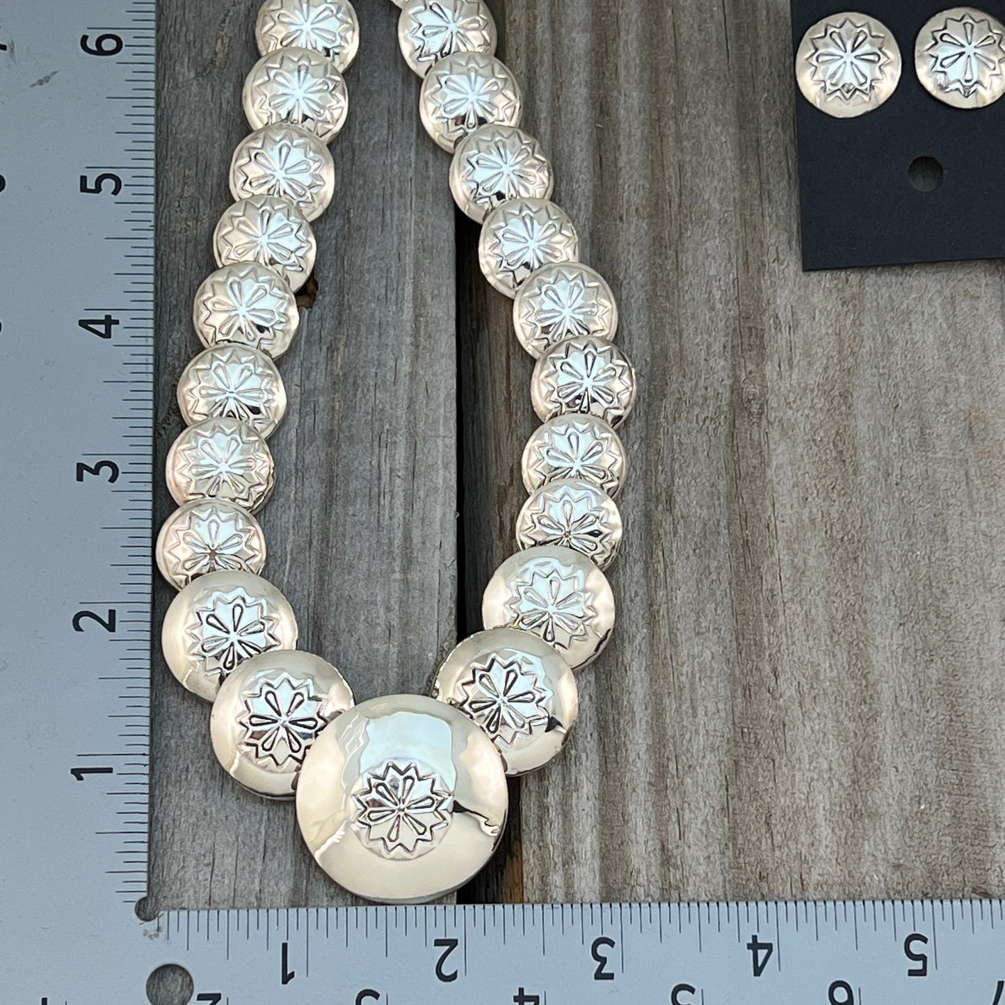 23" pillow Bead necklace earrings set sterling silver Tim Thompson Navajo 730
