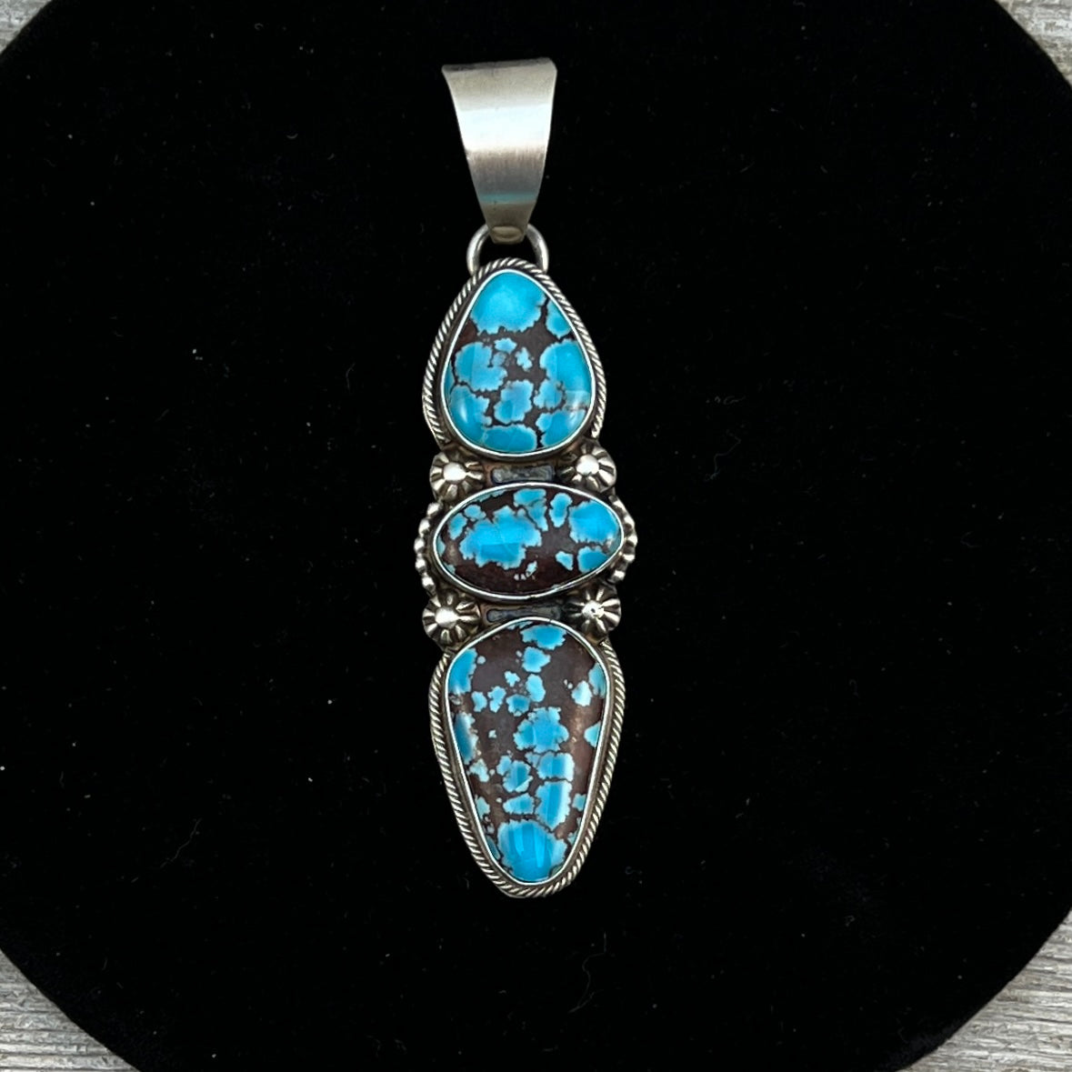 Egyptian Turquoise sterling silver pendant 5 Navajo Kathleen Livingston