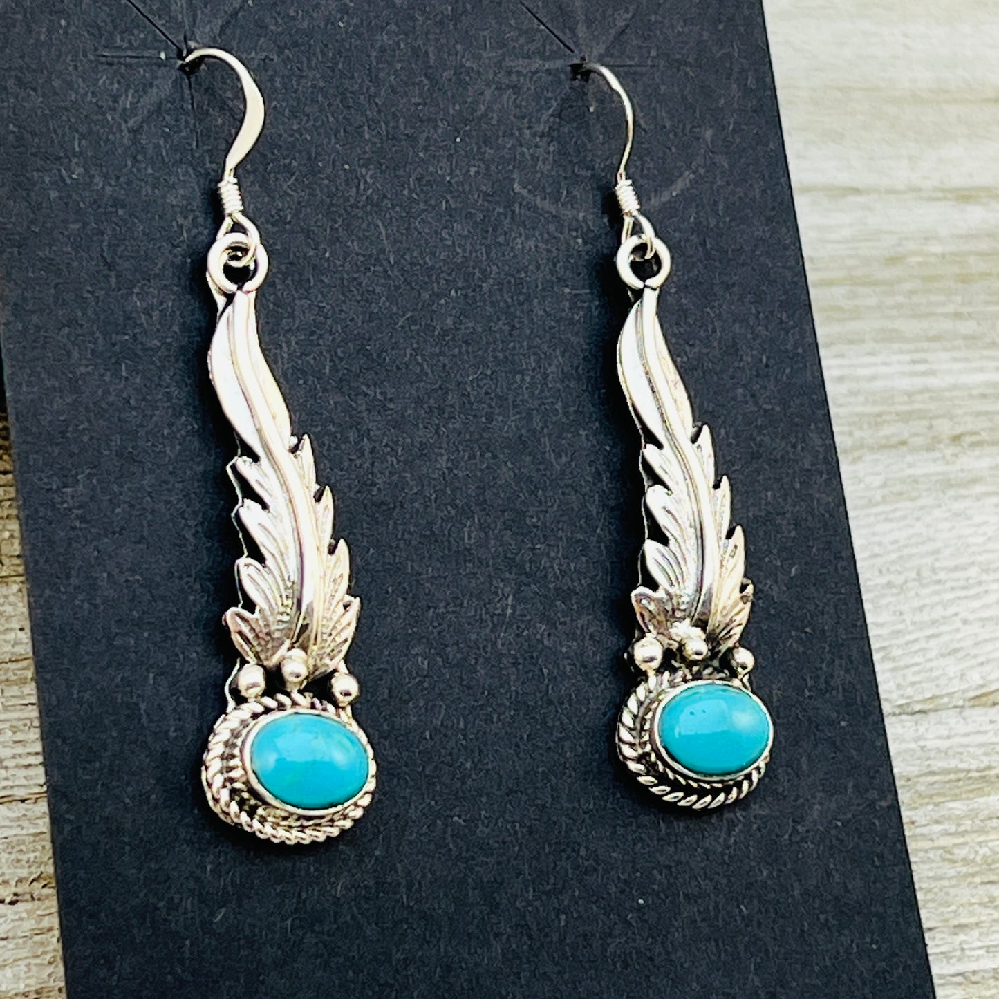 Turquoise  earrings sterling silver Rita Largo Navajo handmade ER39