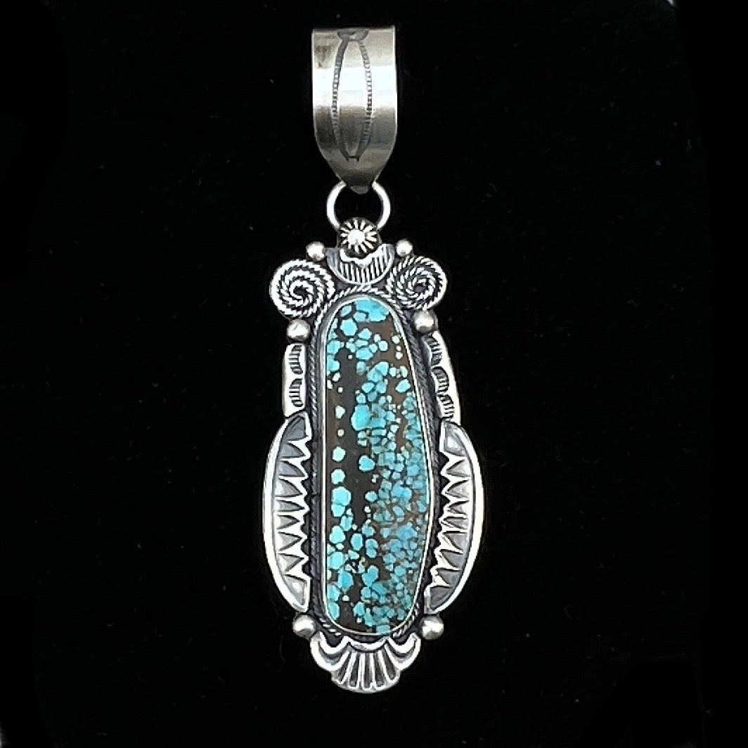 Natural #8 Turquoise sterling silver pendant Navajo Jackson Hoskie 2