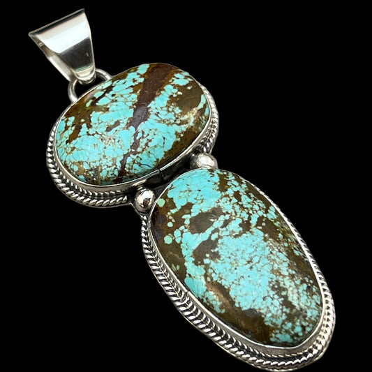 Natural #8 turquoise pendant Burt Francisco Sterling Silver Navajo Handmade 569