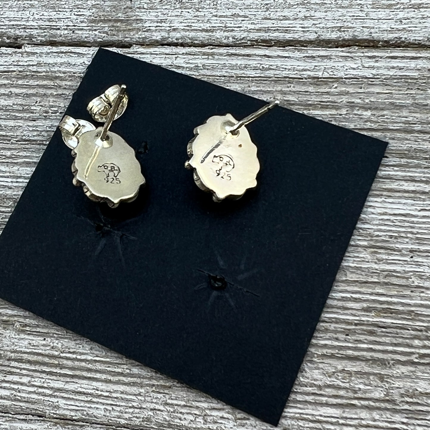 Blue Opal Small Teardrop Stud Earrings, Sterling silver