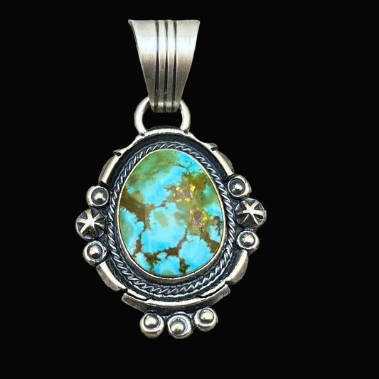 Kingman Turquoise pendant sterling silver Marita Benally Navajo 754