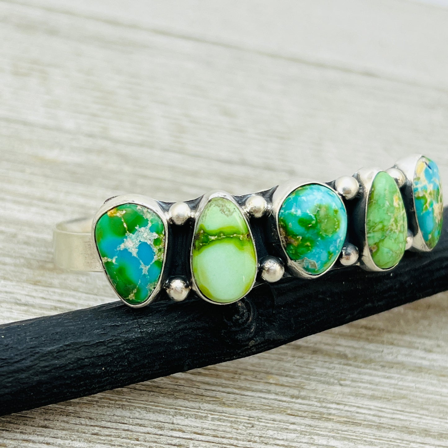 6 1/8" Sonoran polychrome Turquoise cuff bracelet sterling silver Darrell Morgan BR27