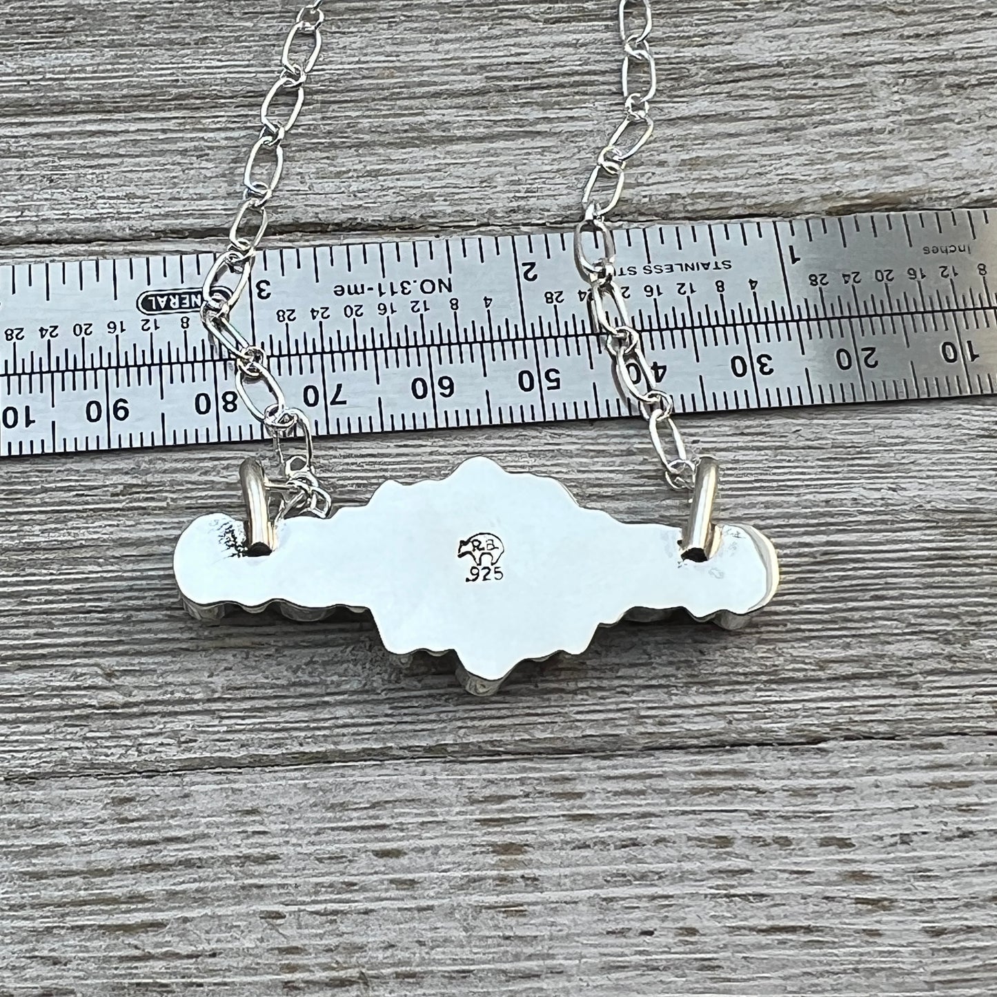 18" Spiny Oyster 7 stone Necklace Sterling Silver Navajo handmade Kimberly Yazzie 1