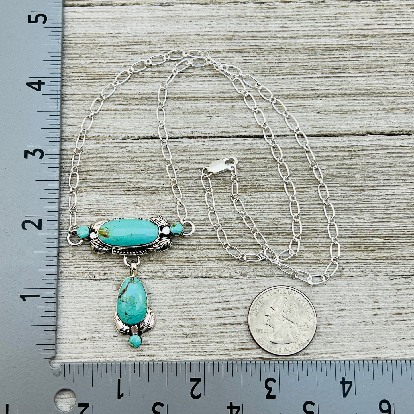 21" Turquoise necklace Navajo handmade Gilbert Smith