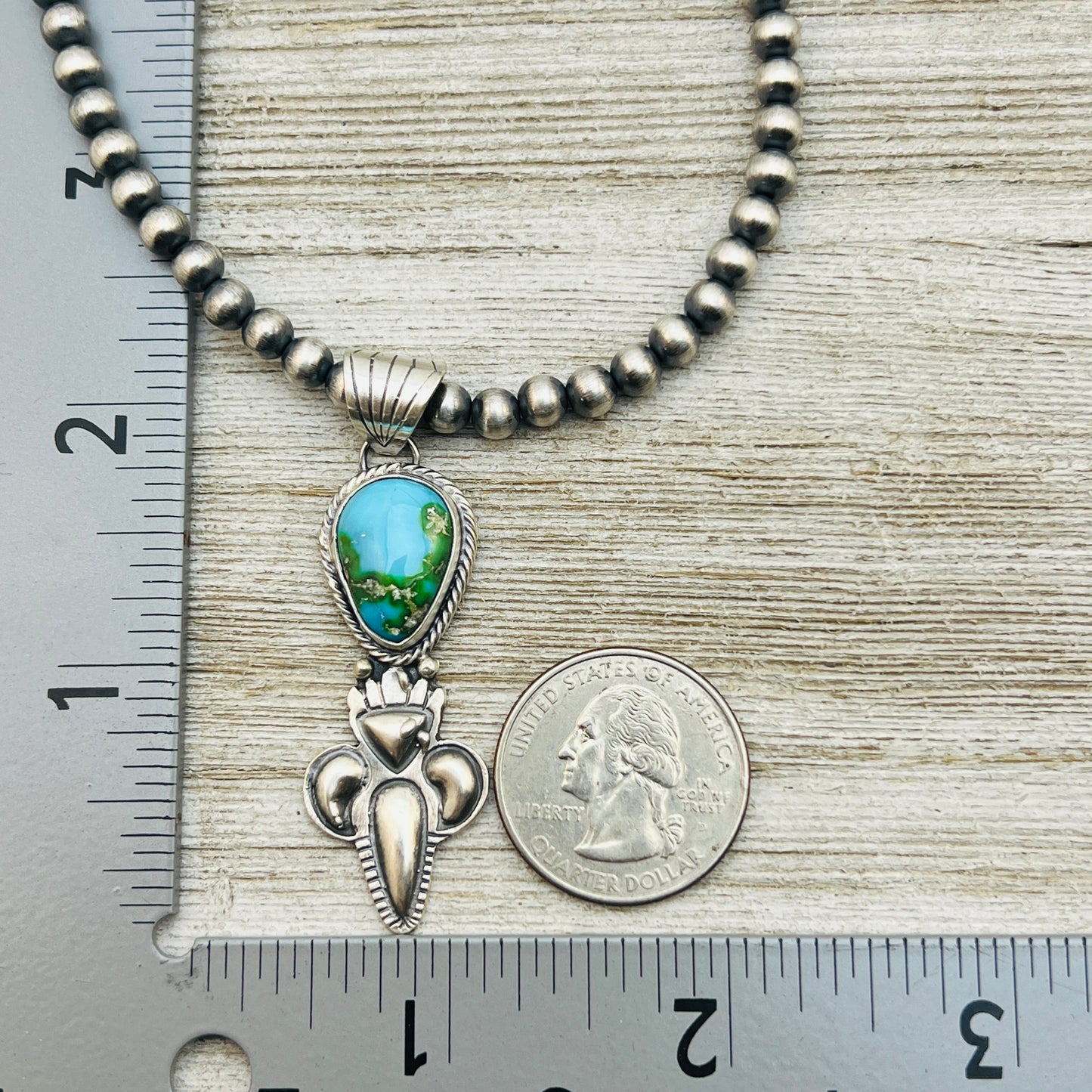 16" Sonoran Gold polychrome Turquoise  Necklace Gary Shorty Sterling Silver NK17