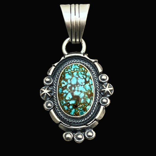 Kingman Turquoise pendant sterling silver Marita Benally Navajo 752