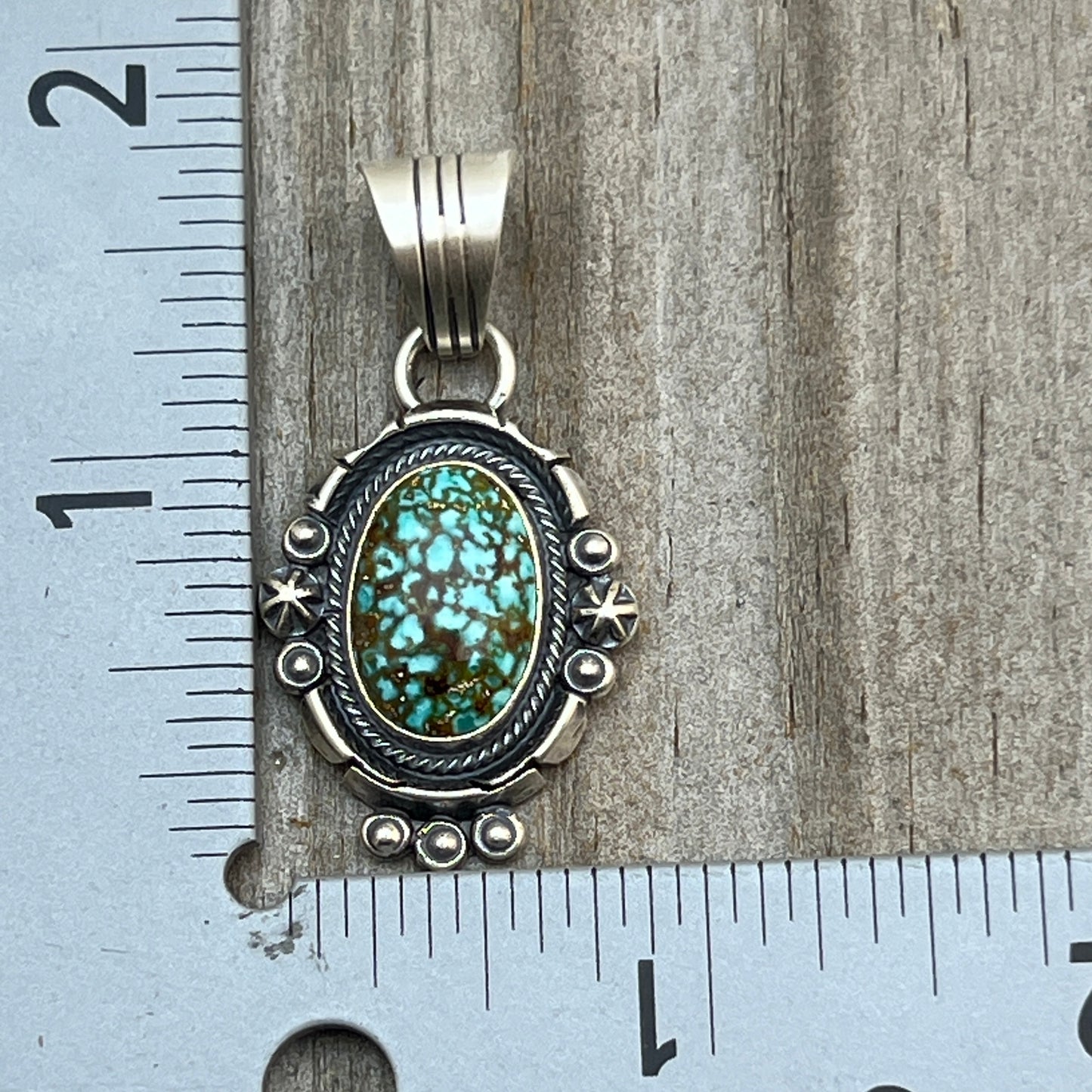 Kingman Turquoise pendant sterling silver Marita Benally Navajo 752