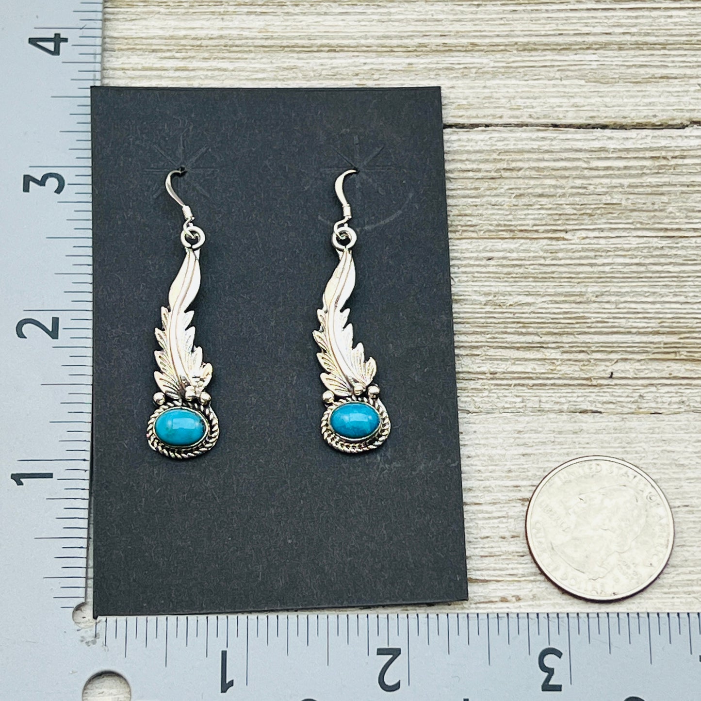 Turquoise  earrings sterling silver Rita Largo Navajo handmade ER36