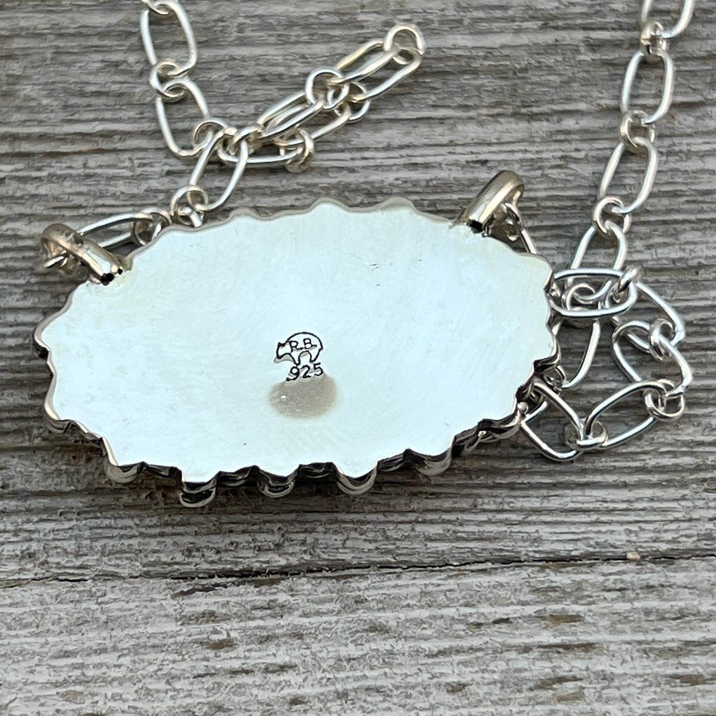 Kingman turquoise oval bar station necklace 3 sterling silver Gregg Yazzie