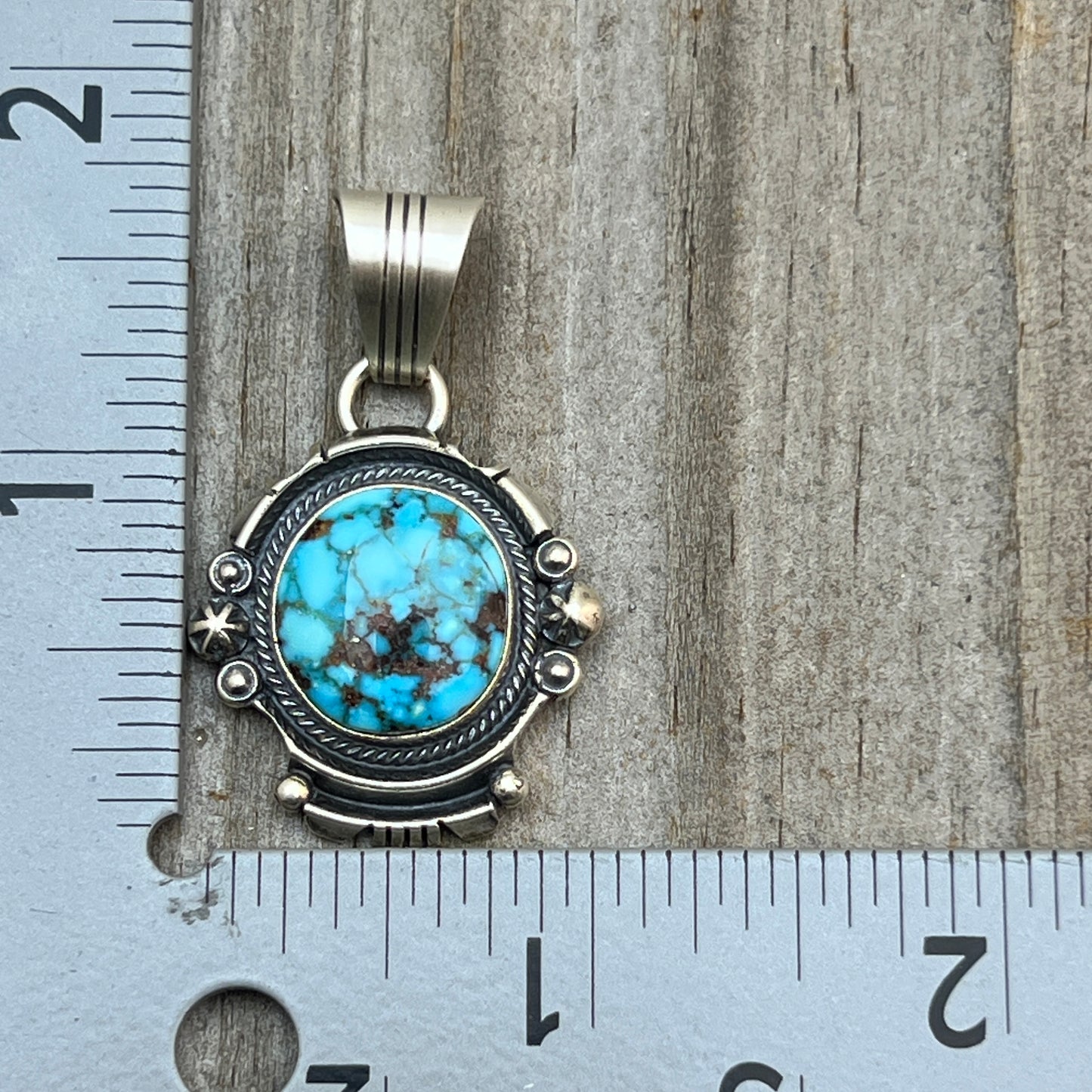 Kingman Turquoise pendant sterling silver Marita Benally Navajo 750