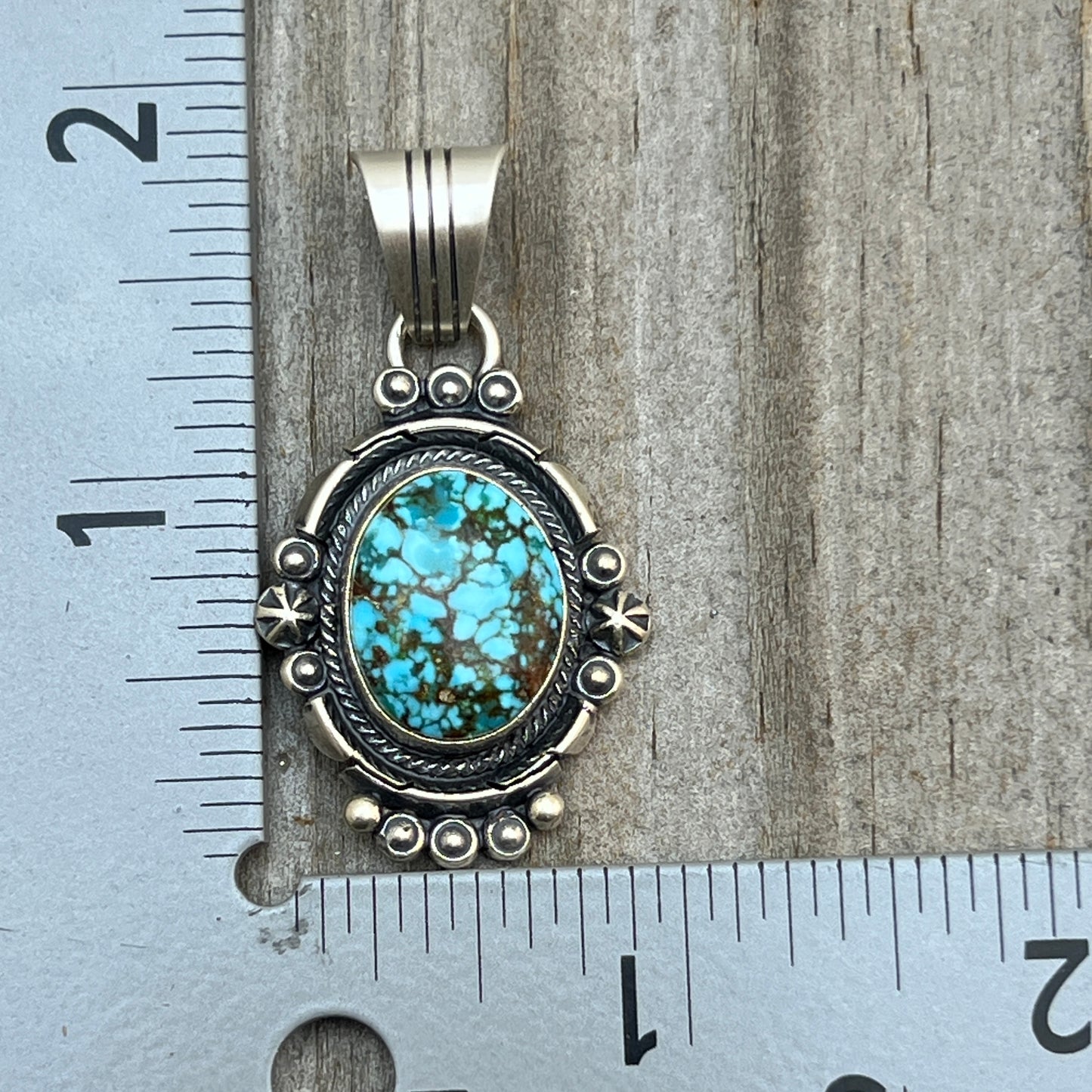 Kingman Turquoise pendant sterling silver Marita Benally Navajo 751
