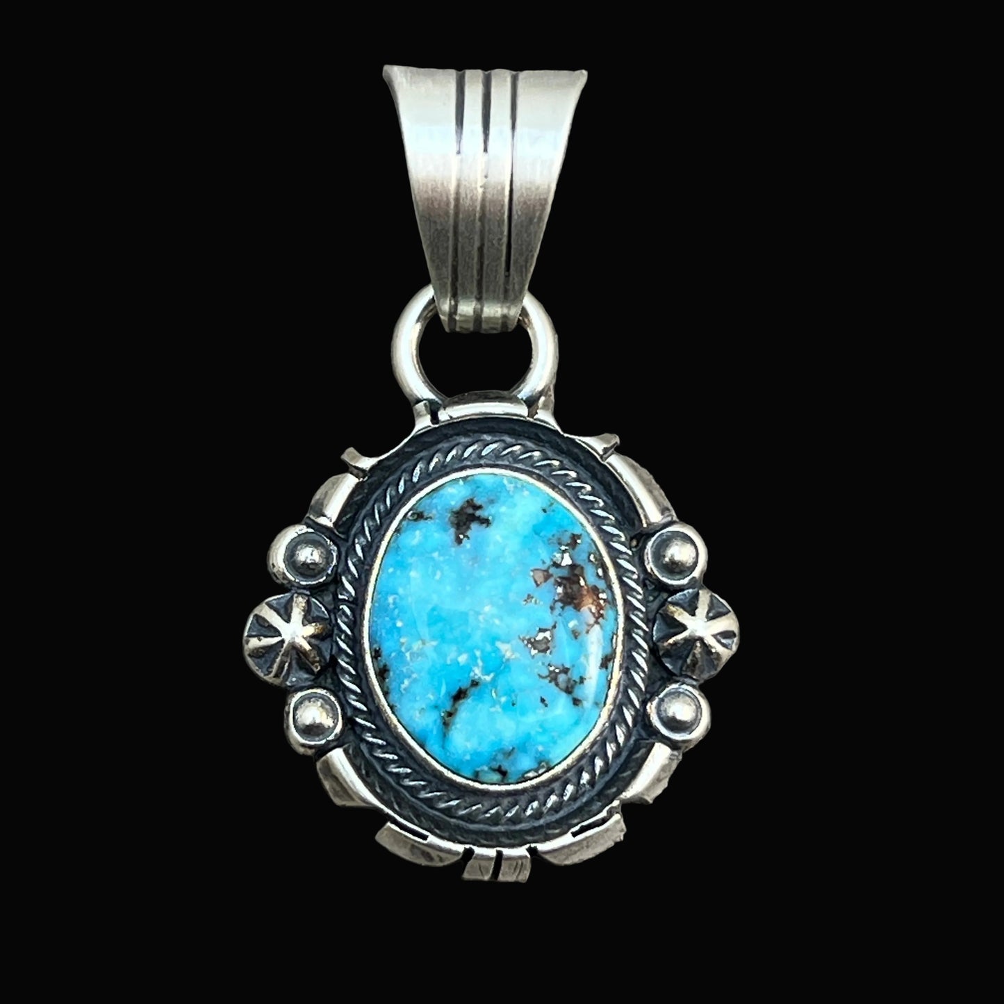 Kingman Turquoise pendant sterling silver Marita Benally Navajo 744