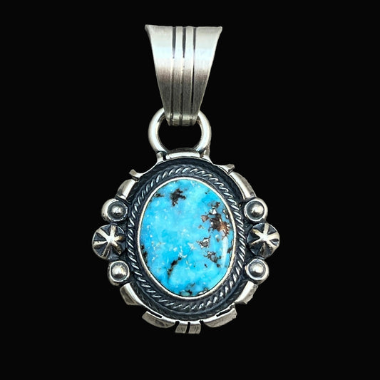 Kingman Turquoise pendant sterling silver Marita Benally Navajo 744