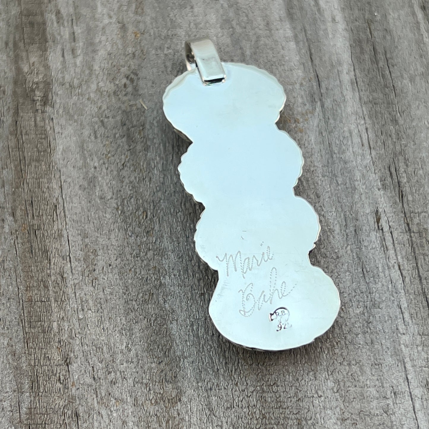 Turquoise vertical bar Pendant Sterling silver Navajo handmade Marie Bahe 537