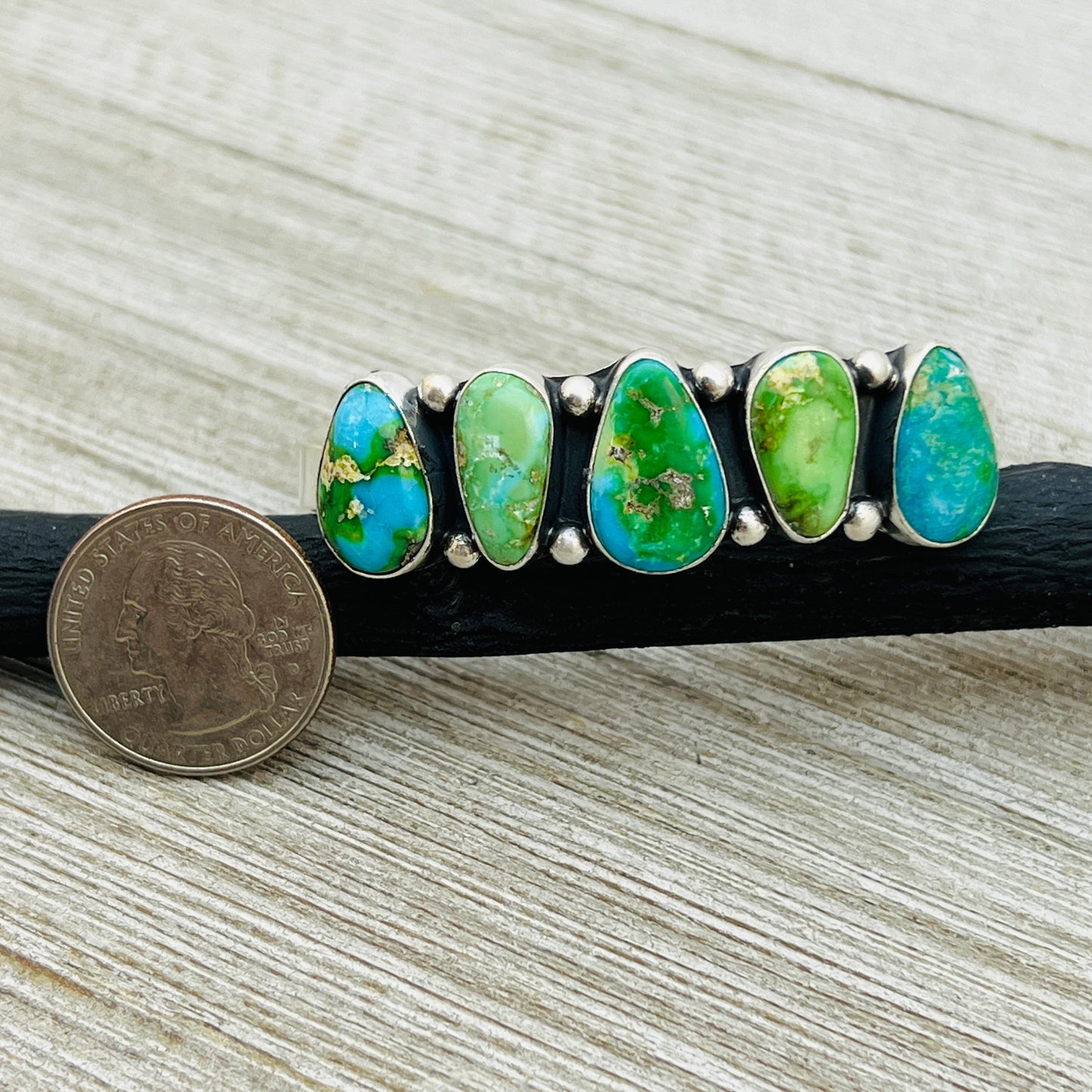 6 1/8" Sonoran polychrome Turquoise cuff bracelet sterling silver Darrell Morgan BR28