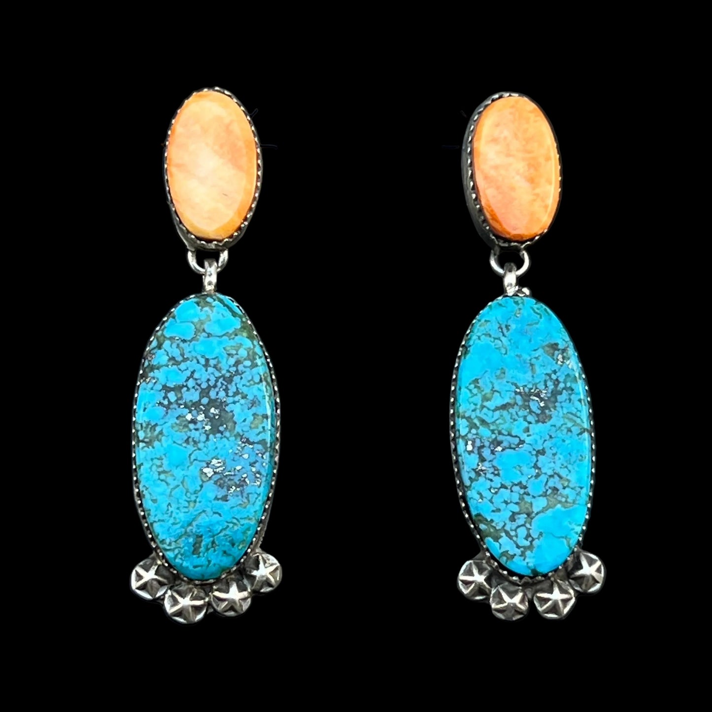 Sterling silver Turquoise Orange Spiny Shell Earrings Selena Warner Sterling Silver 833