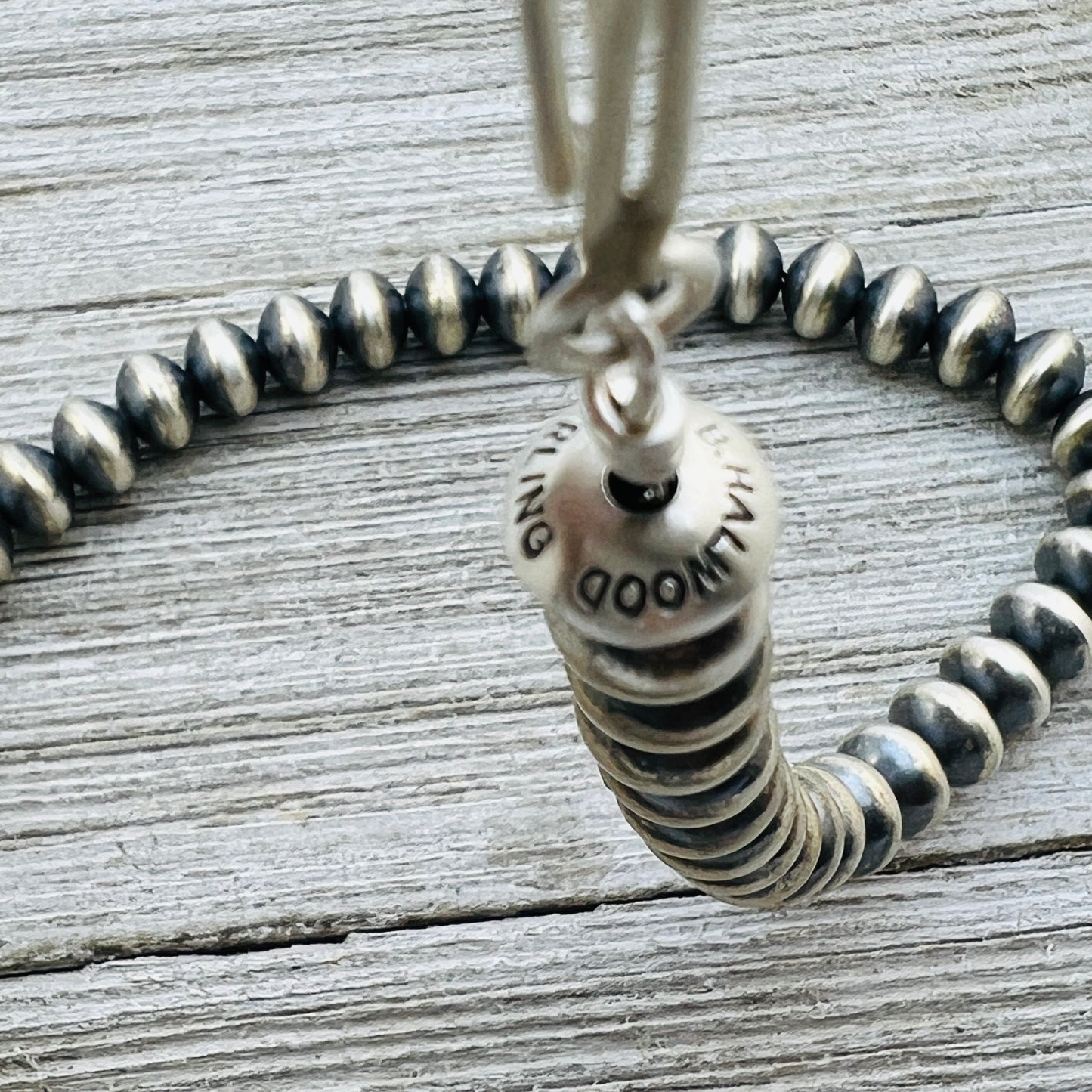 18" Sterling silver Navajo handmade 7mm oval bead Pearl necklace Bryannen Halwood 704