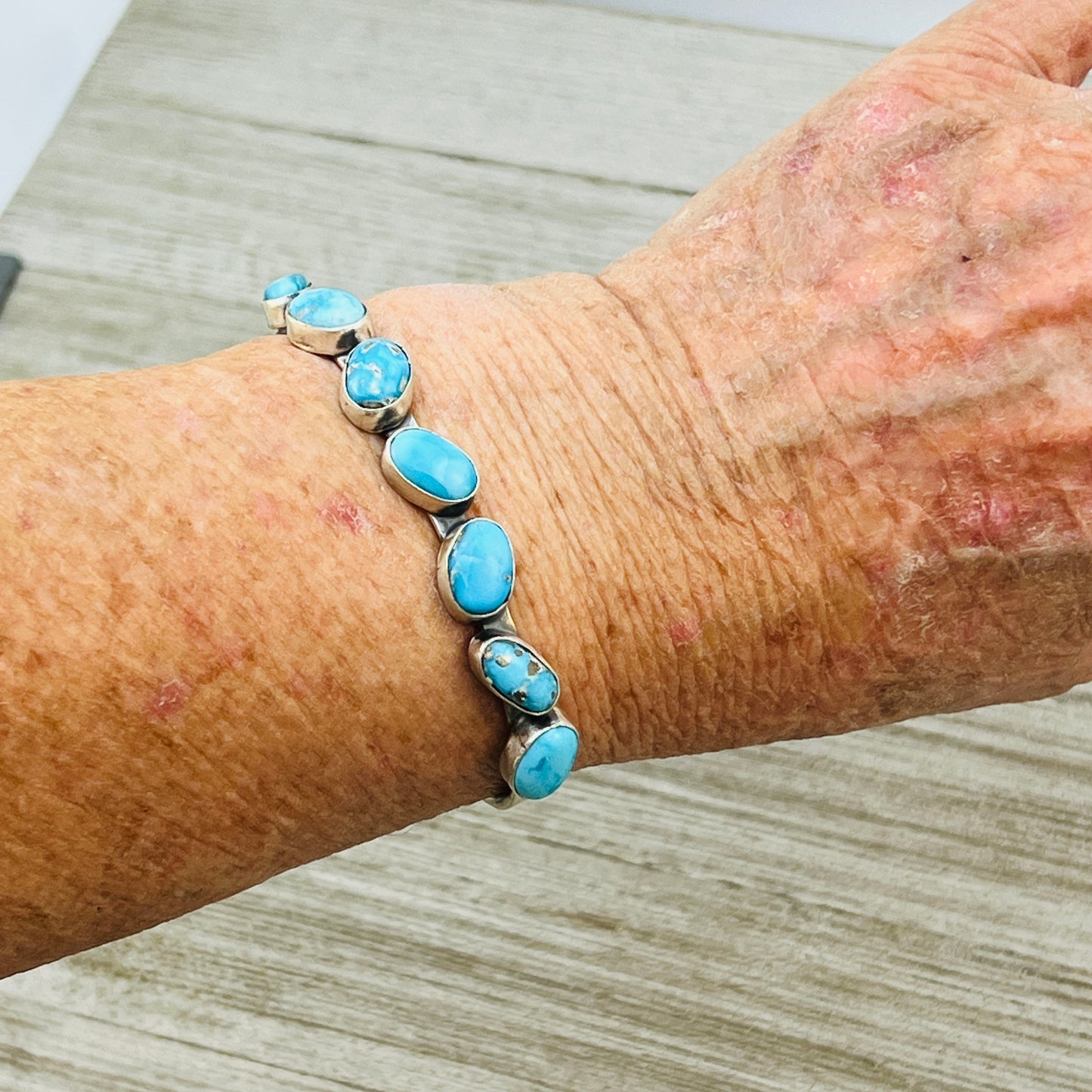 6 1/2" Sonoran Beauty Turquoise cuff bracelet sterling silver Verley Betone BR26