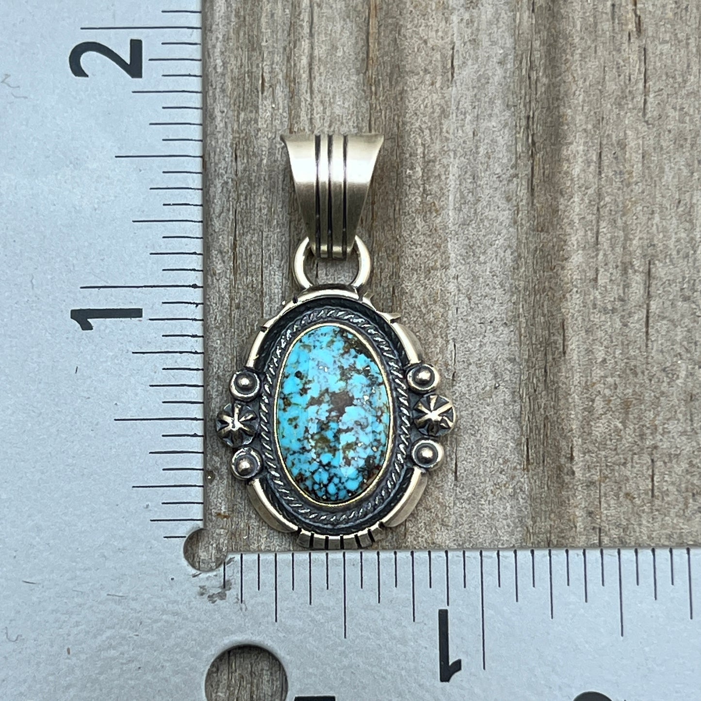 Kingman Turquoise pendant sterling silver Marita Benally Navajo 749
