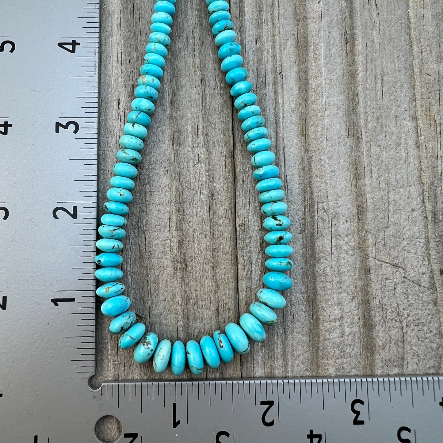 17" blue Turquoise graduated rondelle bead necklace choker Doreen Jake Navajo 781
