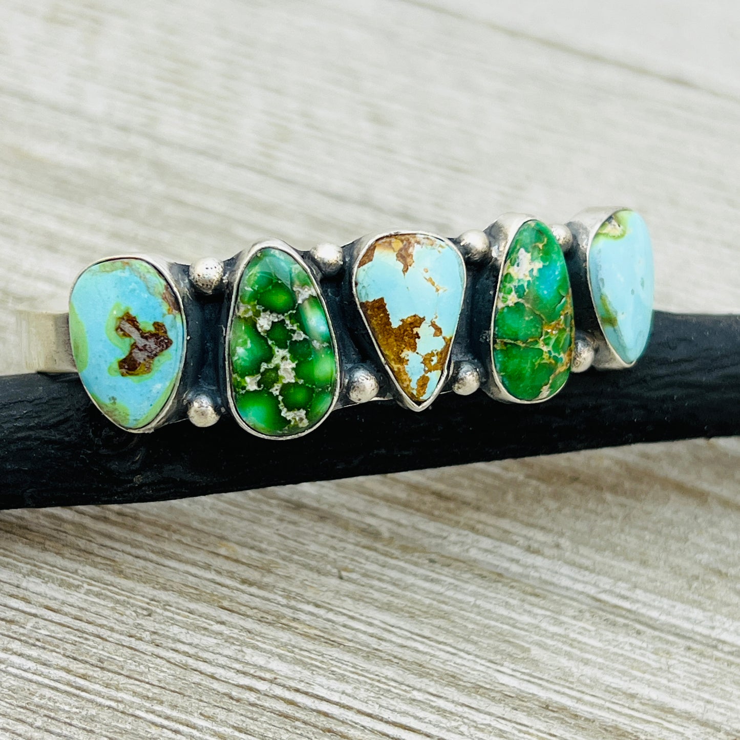 6 1/8" Sonoran polychrome Turquoise cuff bracelet sterling silver Darrell Morgan BR29