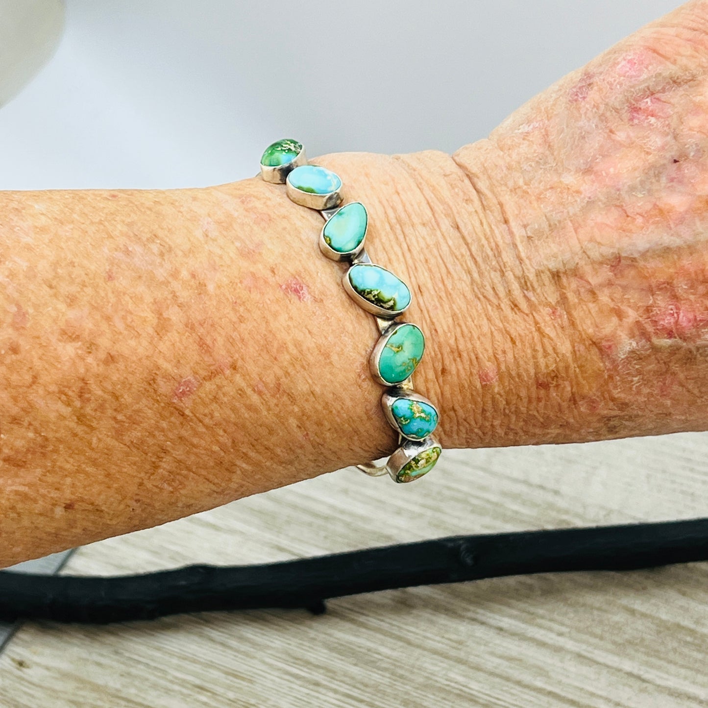 6 1/2" Sonoran Gold polychrome Turquoise cuff bracelet sterling silver Verley Betone BR21