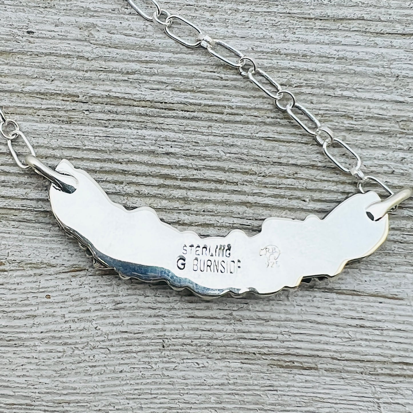20 1/2" adjustable Blue Campitos 3 stone floral bar necklace Sterling Silver NK24